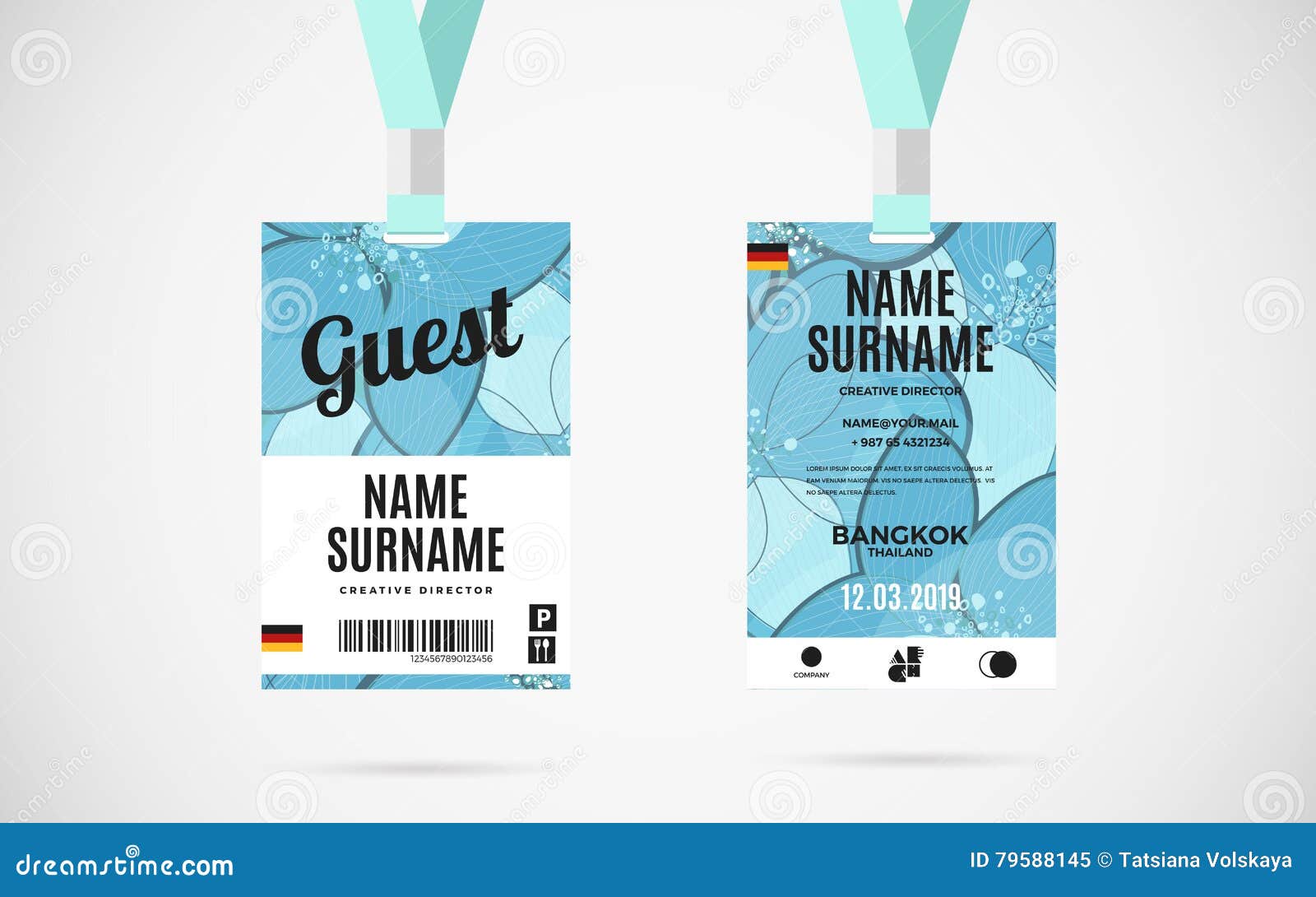 Guest Id Card Set Vector Design Illustration Stock Vector