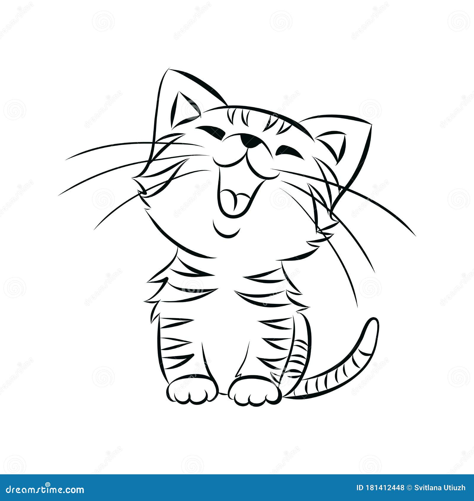 desenho de gato para colorir imprimir gatinho gato fofo sorrindo.