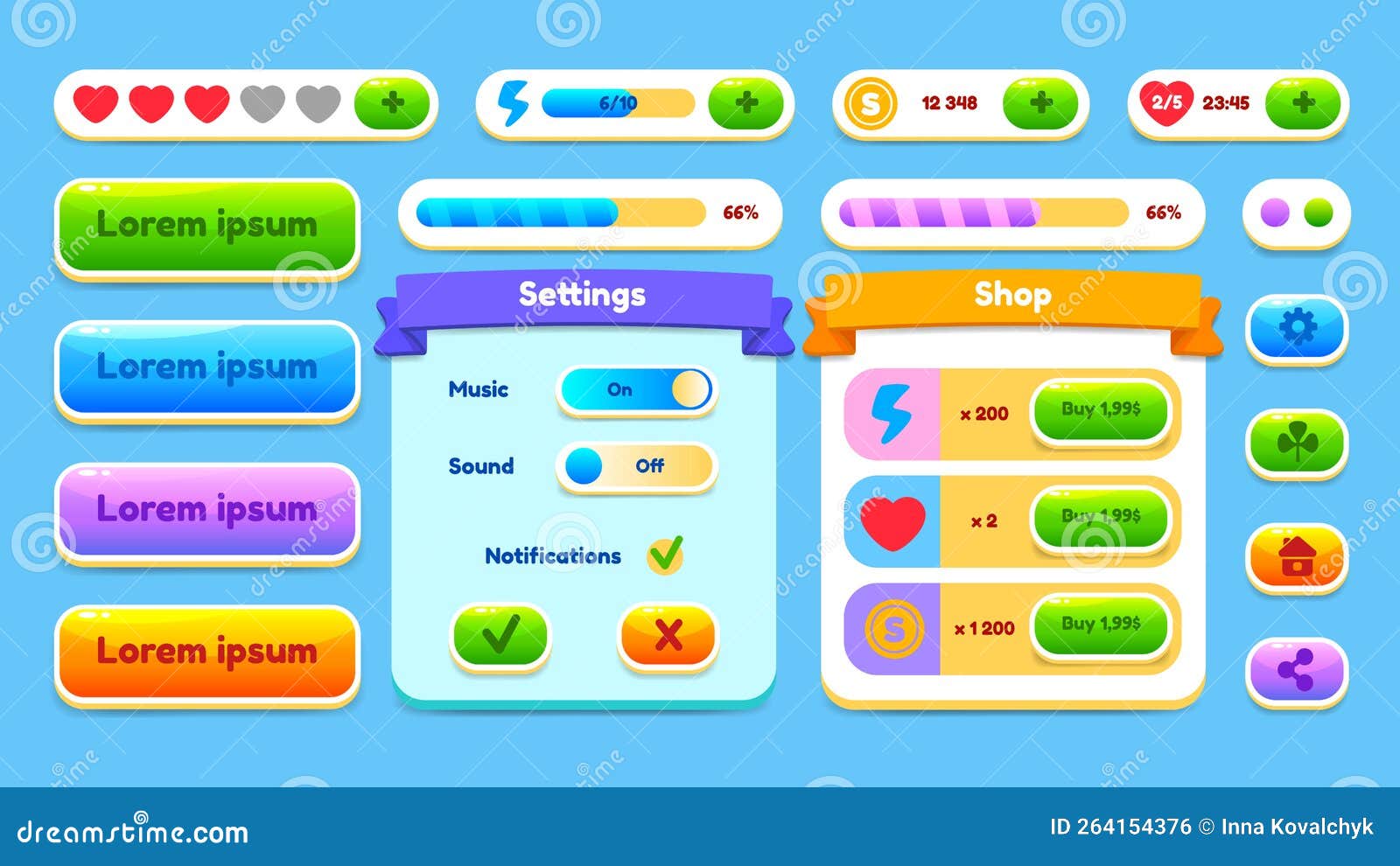 Leaderboard mobile game user interface gui assets Vector Image