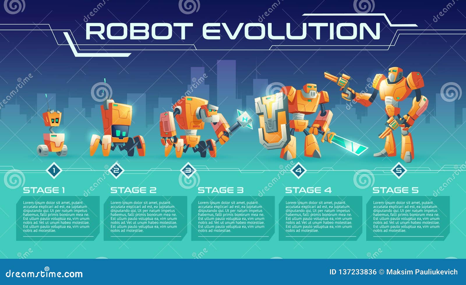 Guide De Vecteur De Hausses De Processus De Jeu De Robot De