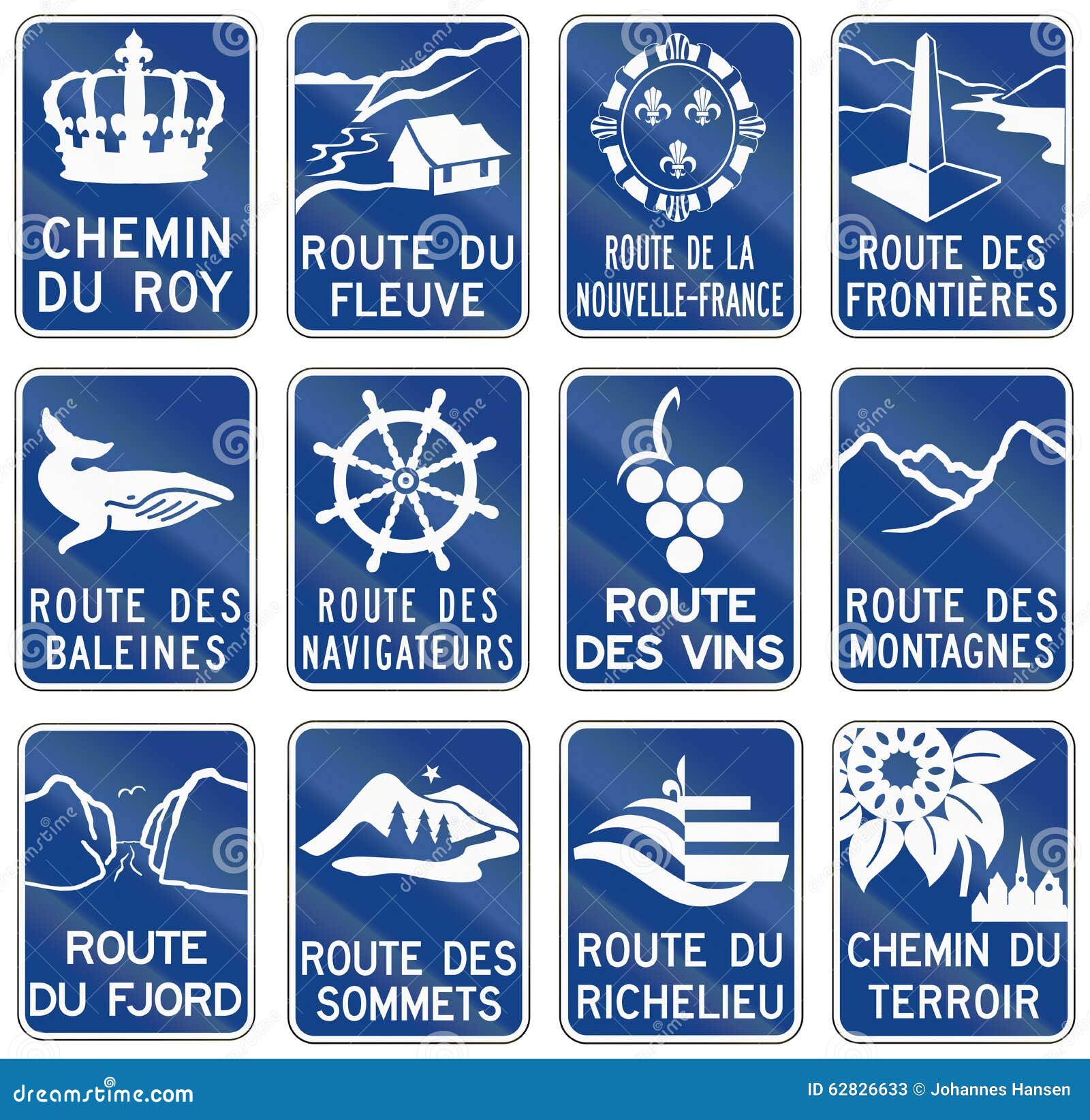 Guide Road Signs in Quebec Canada Stock Illustration Illustration
