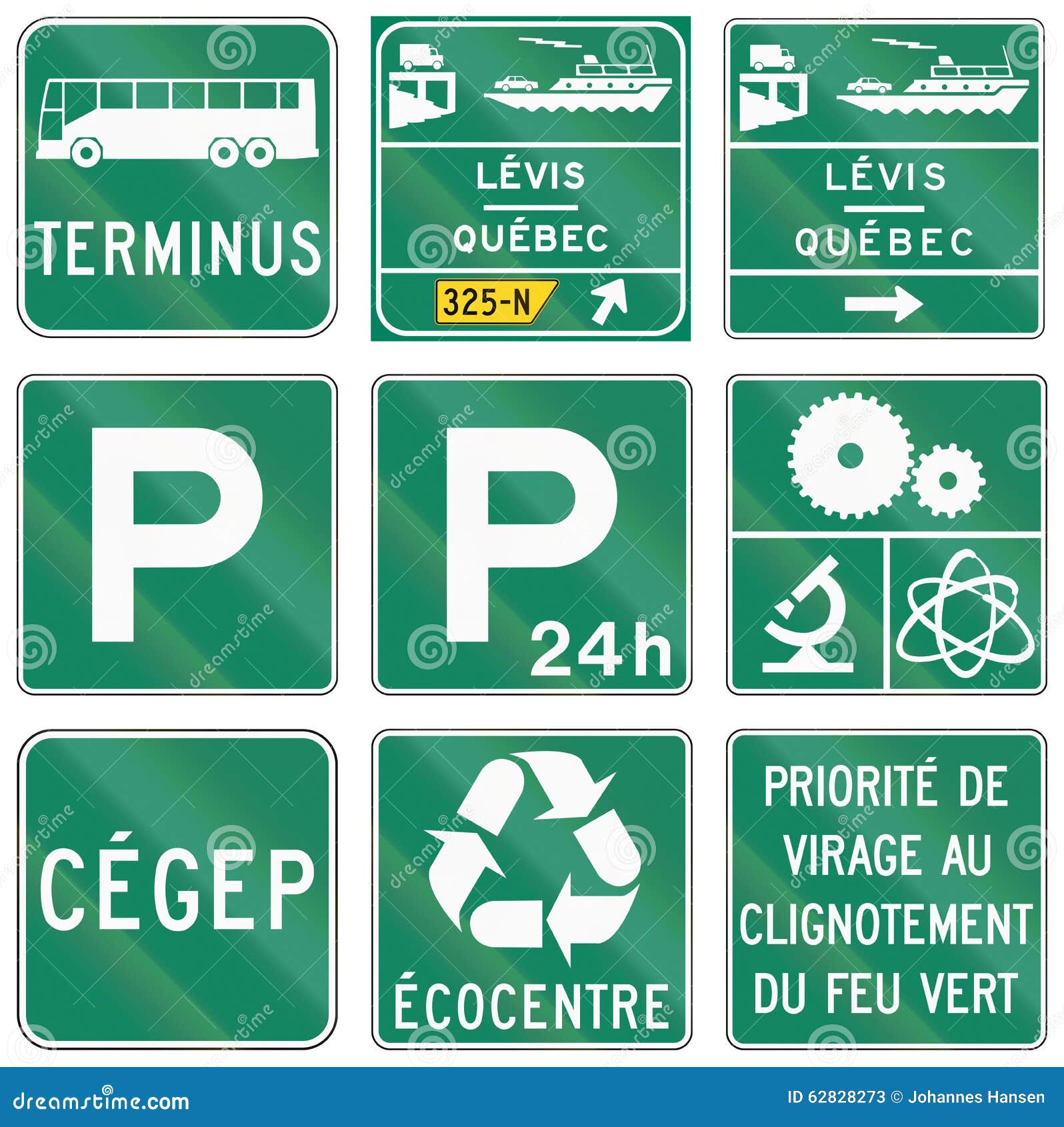 Guide Road Signs In Quebec Canada Stock Illustration Image 62828273