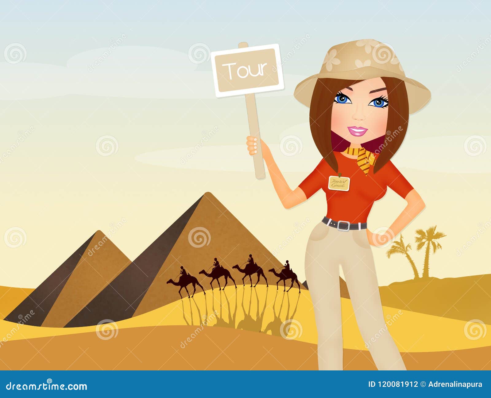 Guide tour in Egypt stock illustration. Illustration of excursion