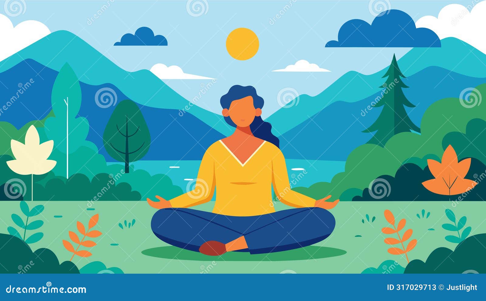 a guided meditation session in nature with natural sounds and calming music to promote mindfulness and relaxation