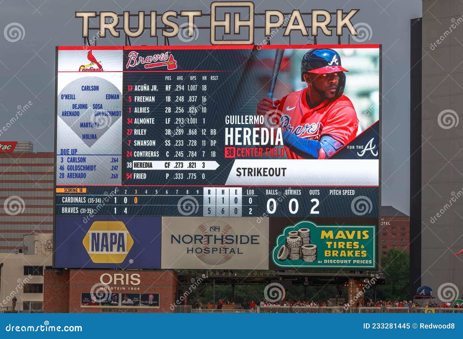 Guillermo Heredia Center Fielder Atlanta Braves Scoreboard Editorial Image  - Image of 2021, baseball: 233281445