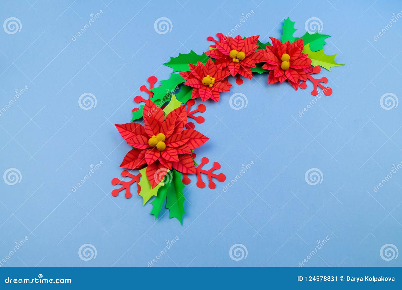 Guirnalda De La Navidad De La Poinsetia De Las Flores De Papel Imagen de  archivo - Imagen de bandera, marco: 124578831