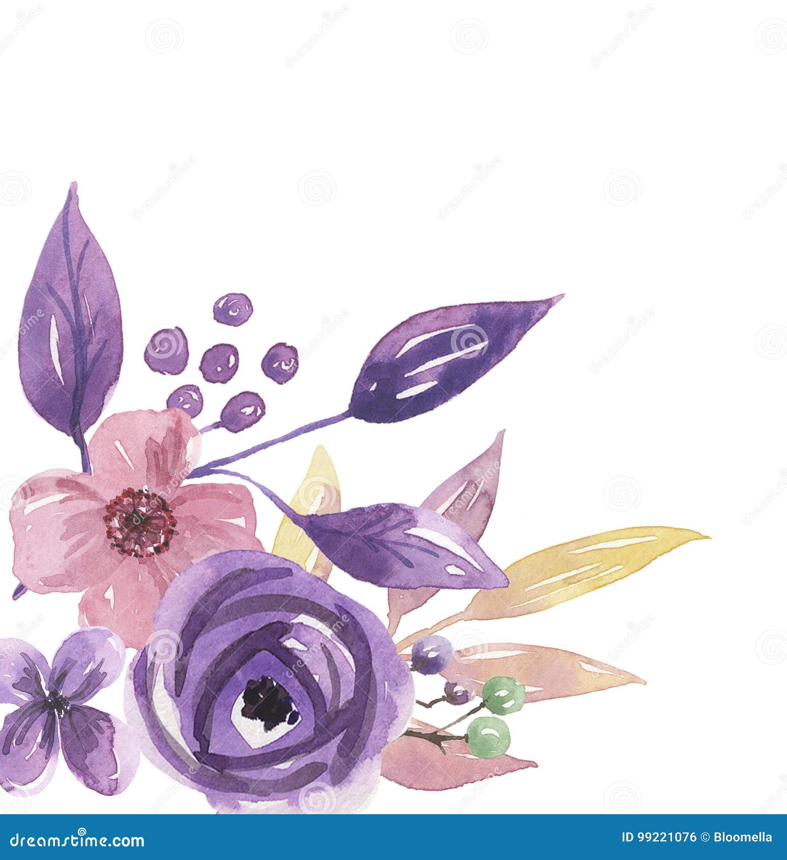 Guirnalda Pintada a Mano Del Marco De La Acuarela De La Lila De La  Guirnalda Del Verano De Flores Del Rosa De La Esquina Púrpura Stock de  ilustración - Ilustración de floral,