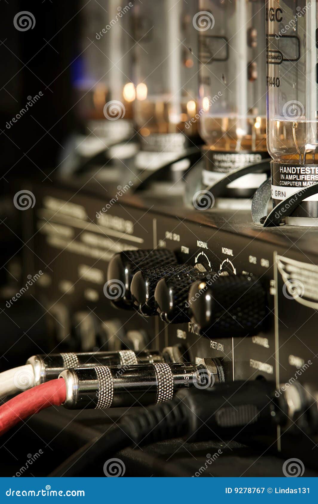 Guitar Amplifier, Cords, Knobs and Connections Stock Image Image of