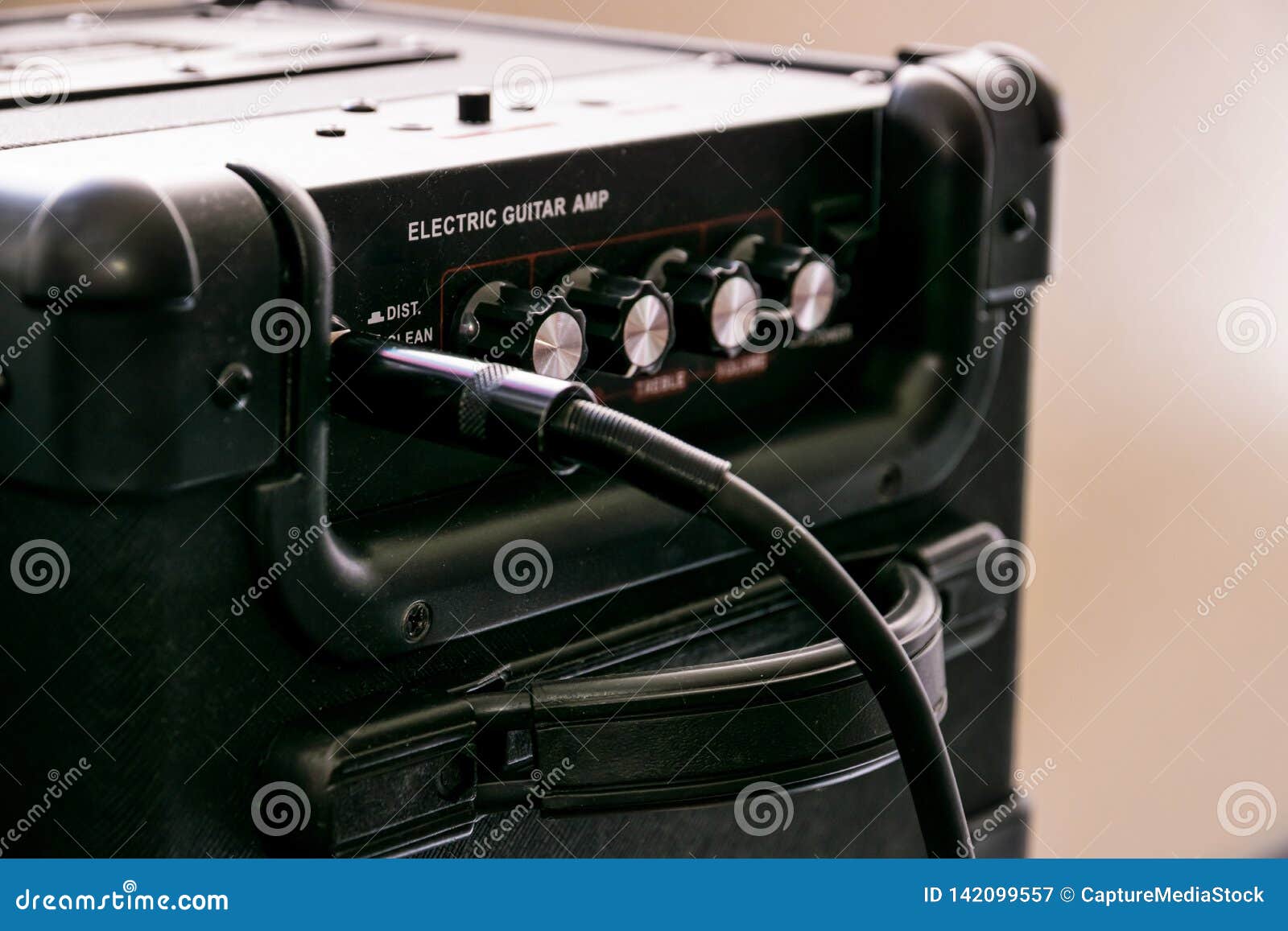 Guitar Amplifier with Dials and Controls for Volume, Gain, Bass, Treble