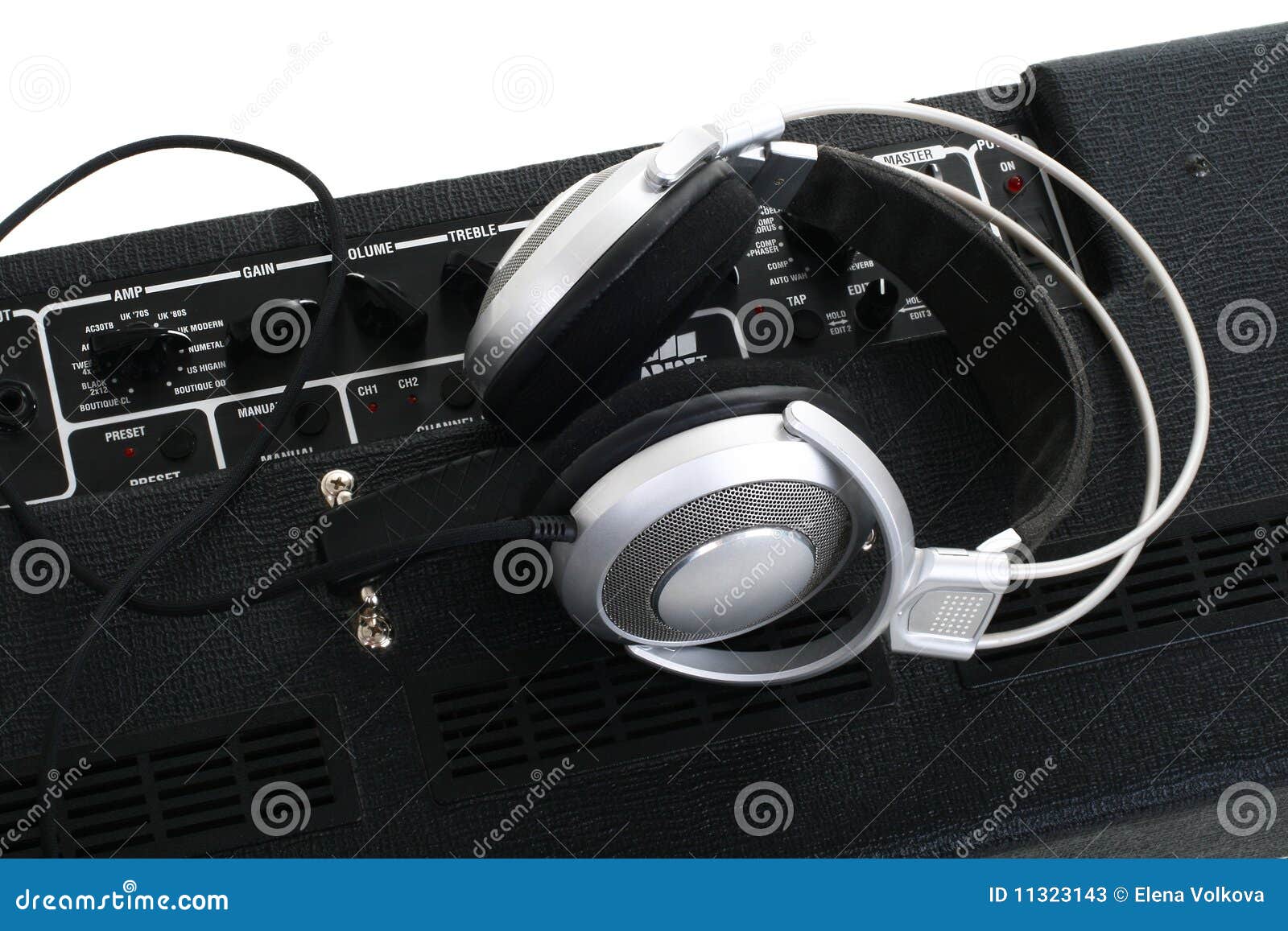 Guitar Amplifier and Headphones Stock Image Image of soundtrack, tape
