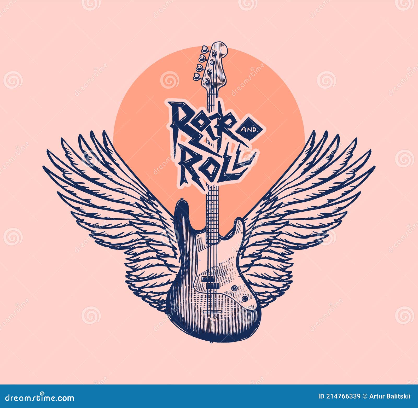 Guitar with Angel Wings. Hand Drawn Grunge Sketch with a Tattoo or T-shirt  or Woodcut. Rock Concept. Vintage Vector Stock Vector - Illustration of  festival, guitar: 214766339