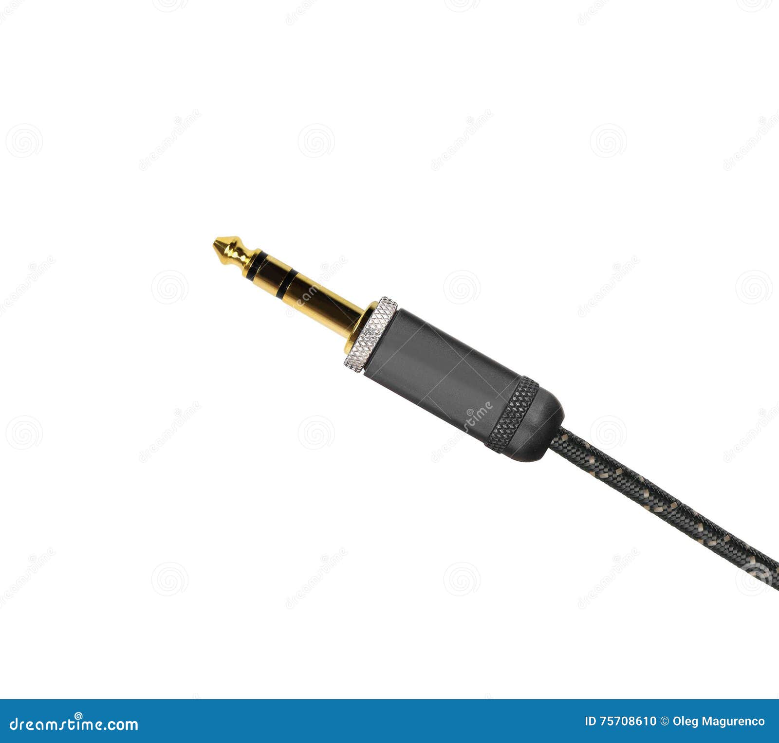 Guitar Audio Jack with Black Cable Isolated Stock Photo Image of communication, chrome 75708610