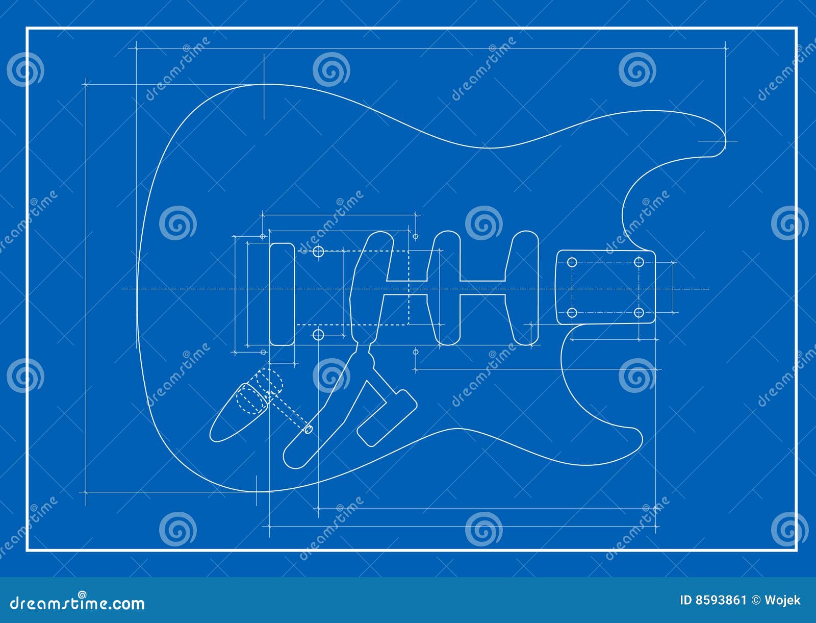 Guitar blueprint stock vector. Illustration of vector 8593861