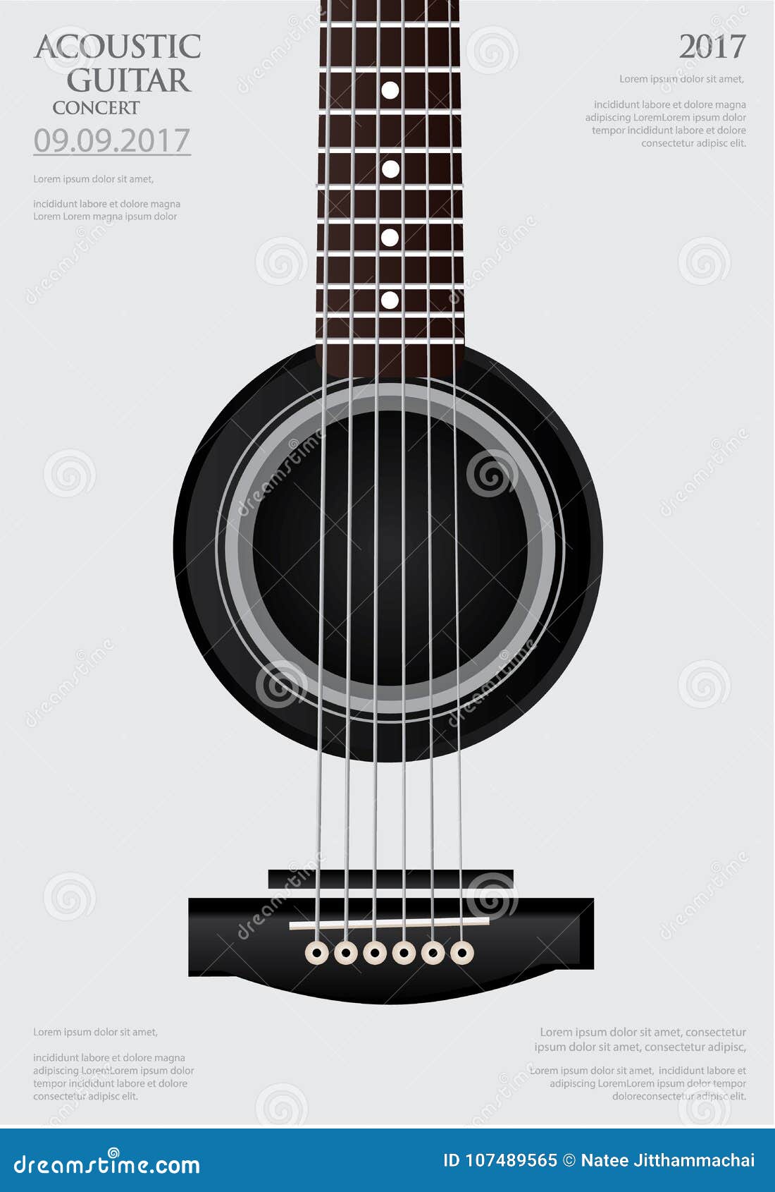 Guitar Concert Poster Background Template Stock Vector Illustration