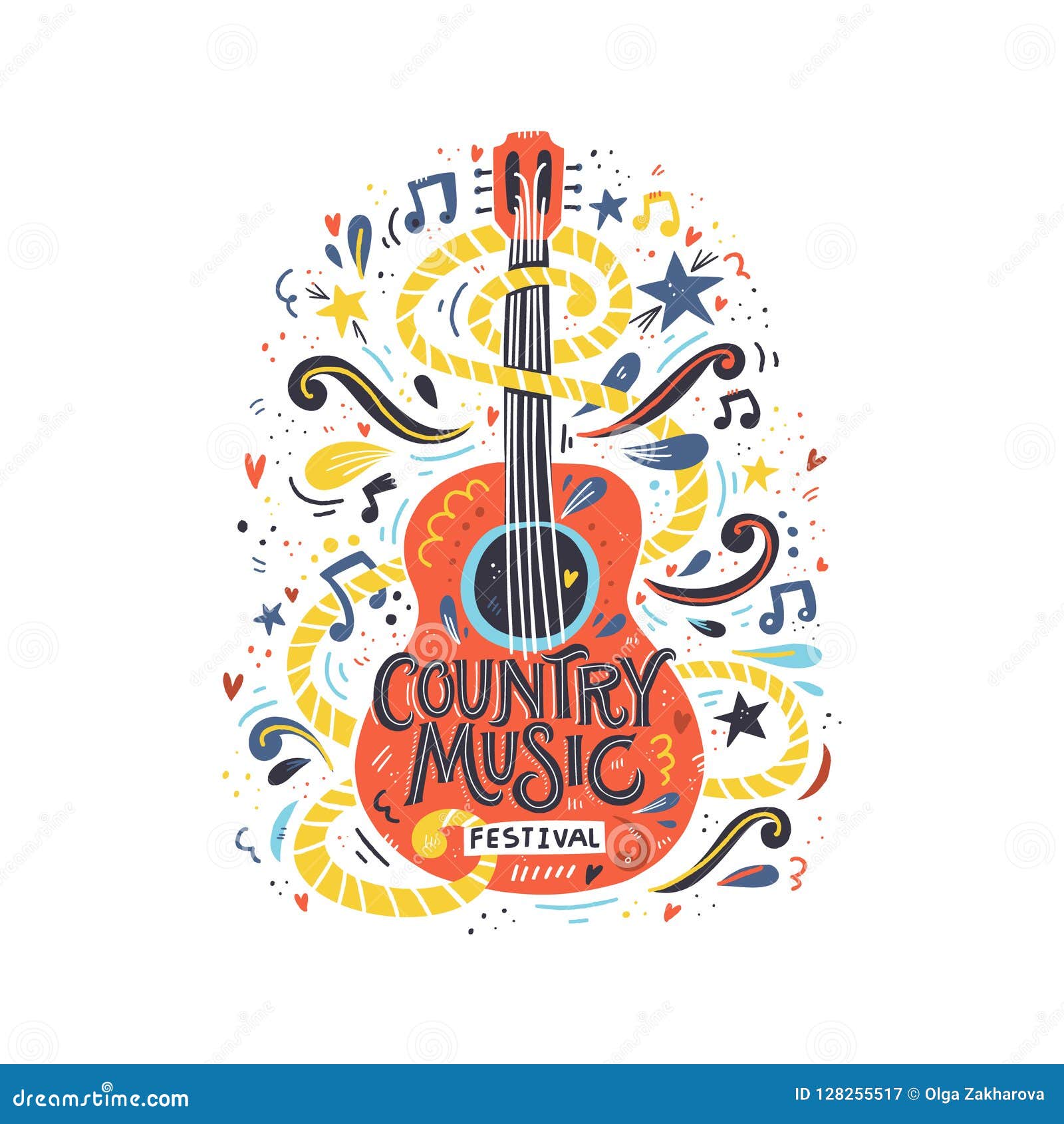 Guitar Country Music stock vector. Illustration of bold - 128255517