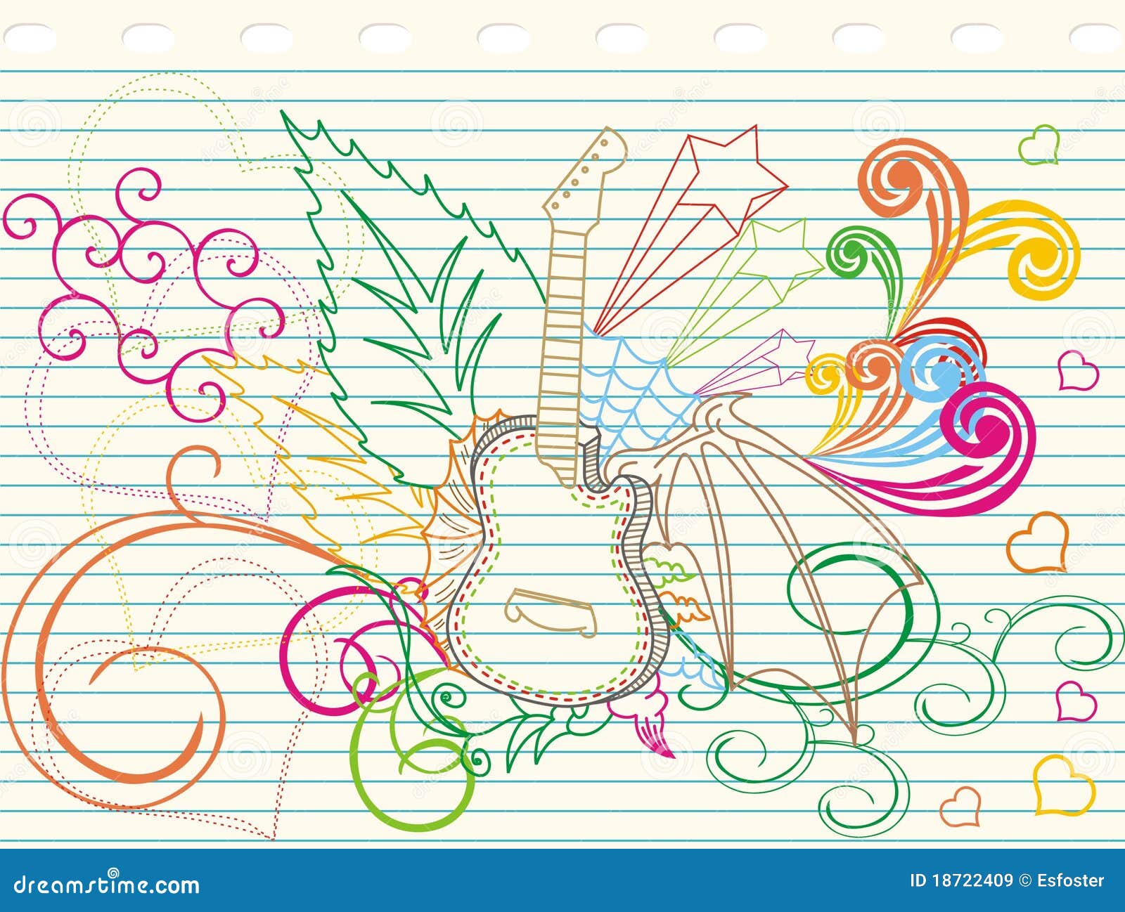 Guitar doodle stock vector. Illustration of freestyle 18722409