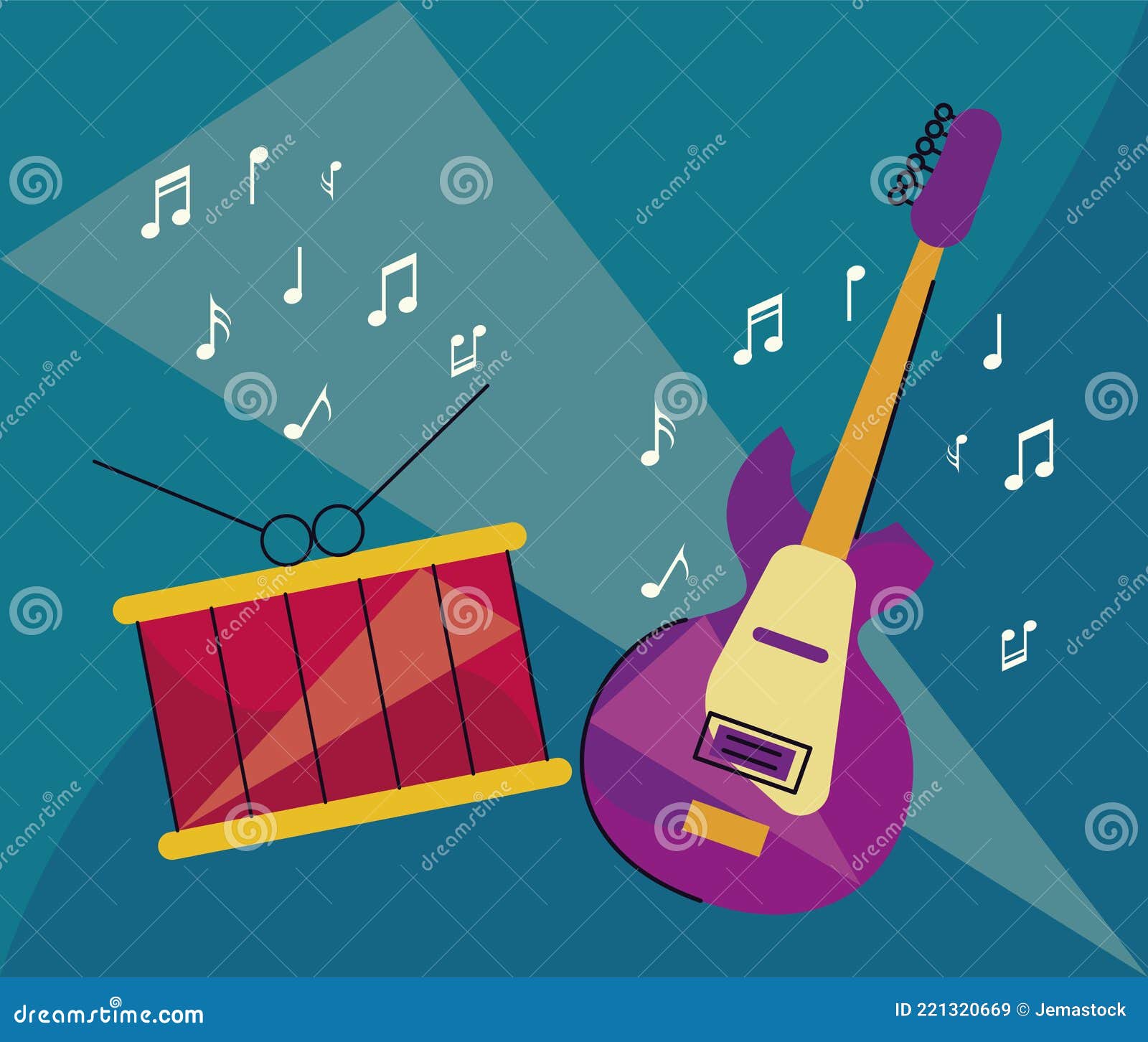 Guitar and drum stock vector. Illustration of electric 221320669