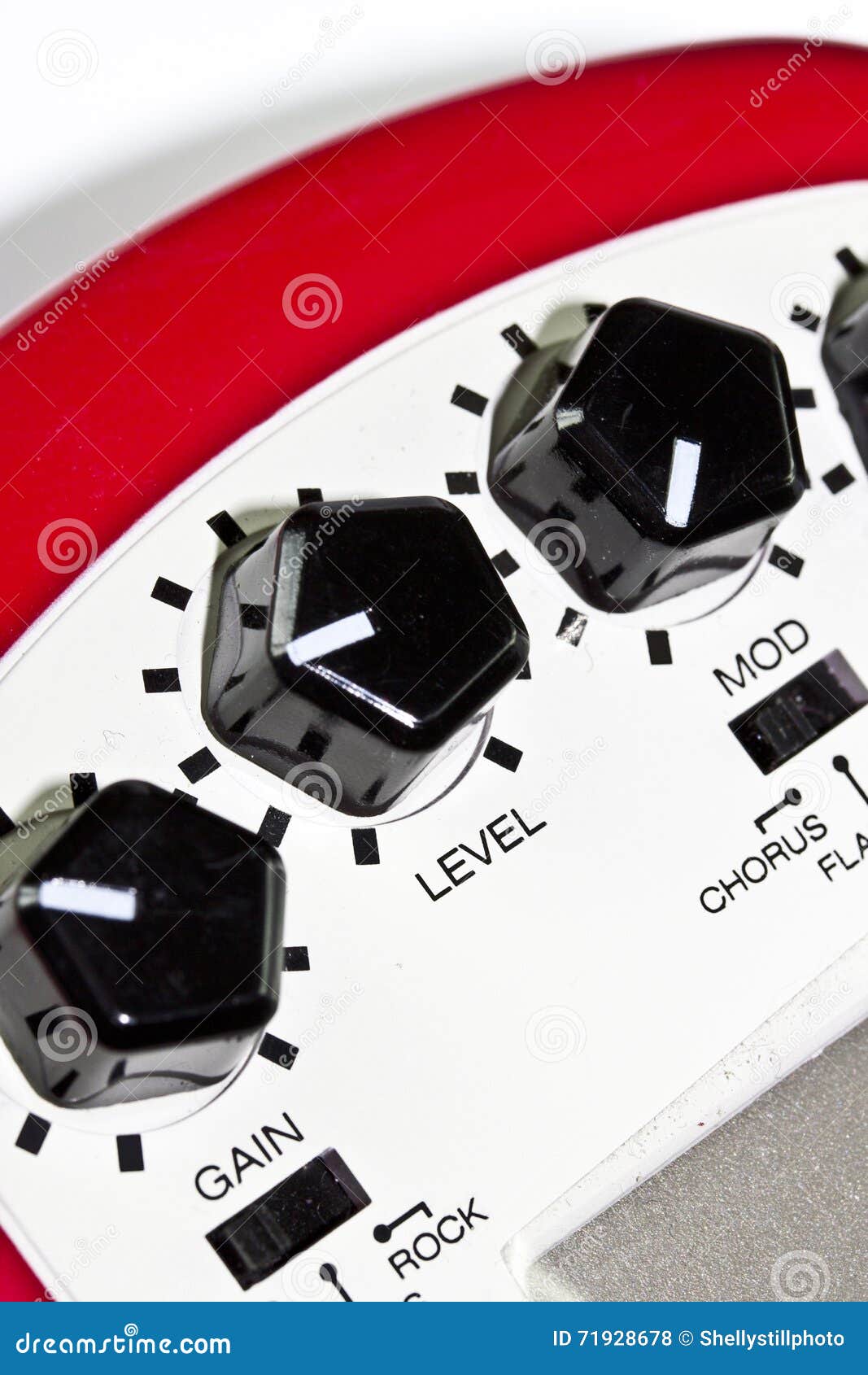 Effects Pedal Box For Electric Guitar On Floor At Outdoor Rock Party