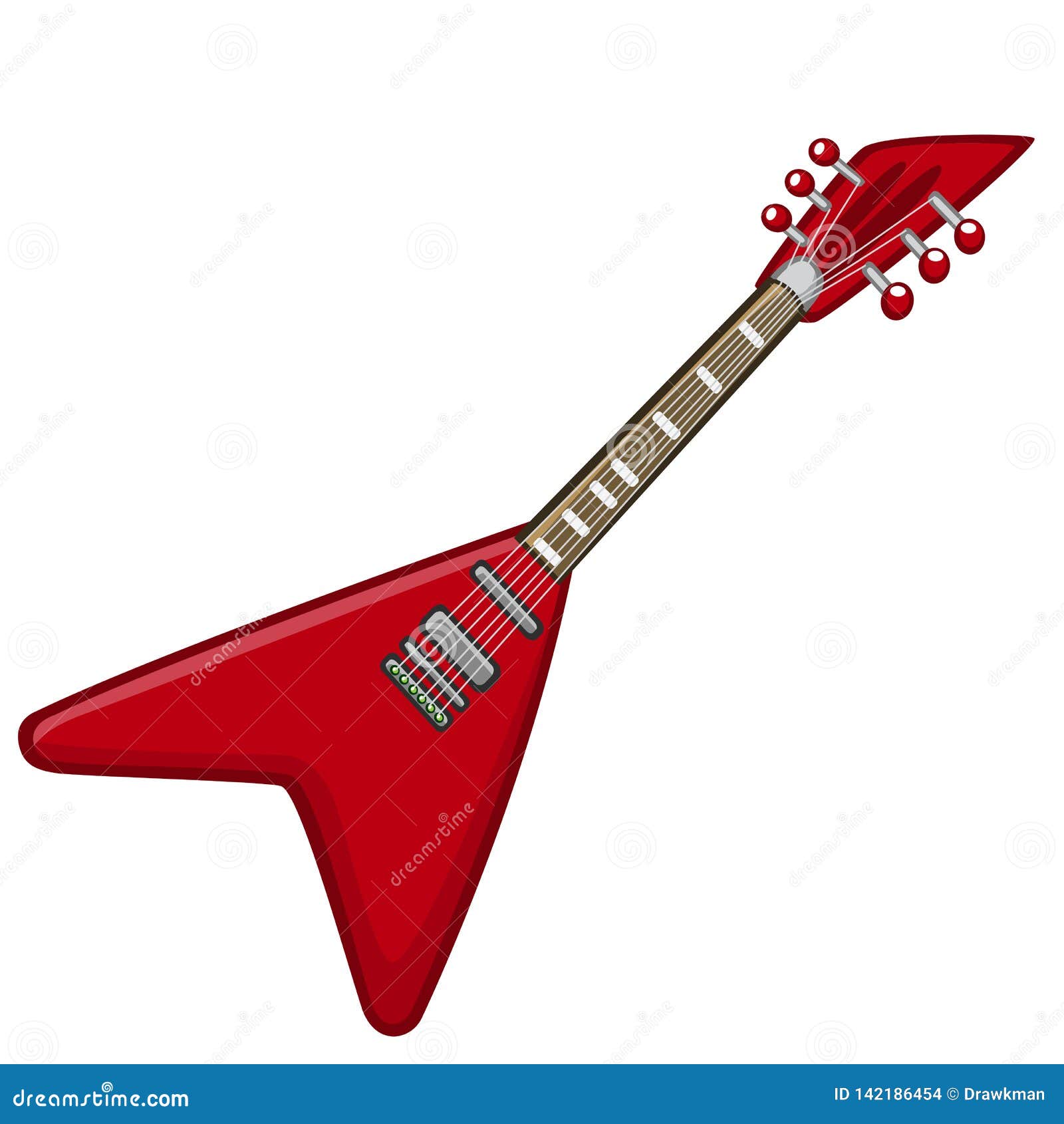 Electric Guitar Vector Illustration of Metal or Rock-n-roll Guitar Stock Vector - Illustration of fretboard, jazz:
