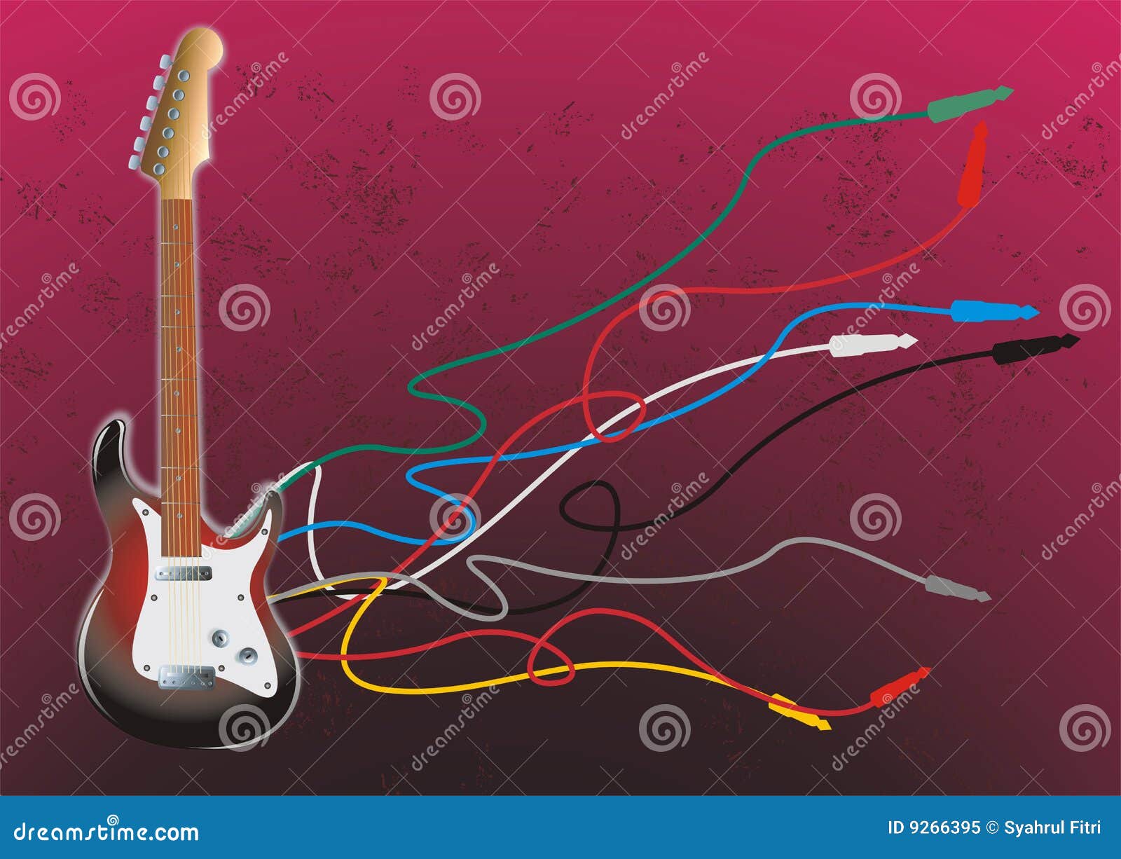 Guitar Electric with Unplug Cable Stock Vector Illustration of sound