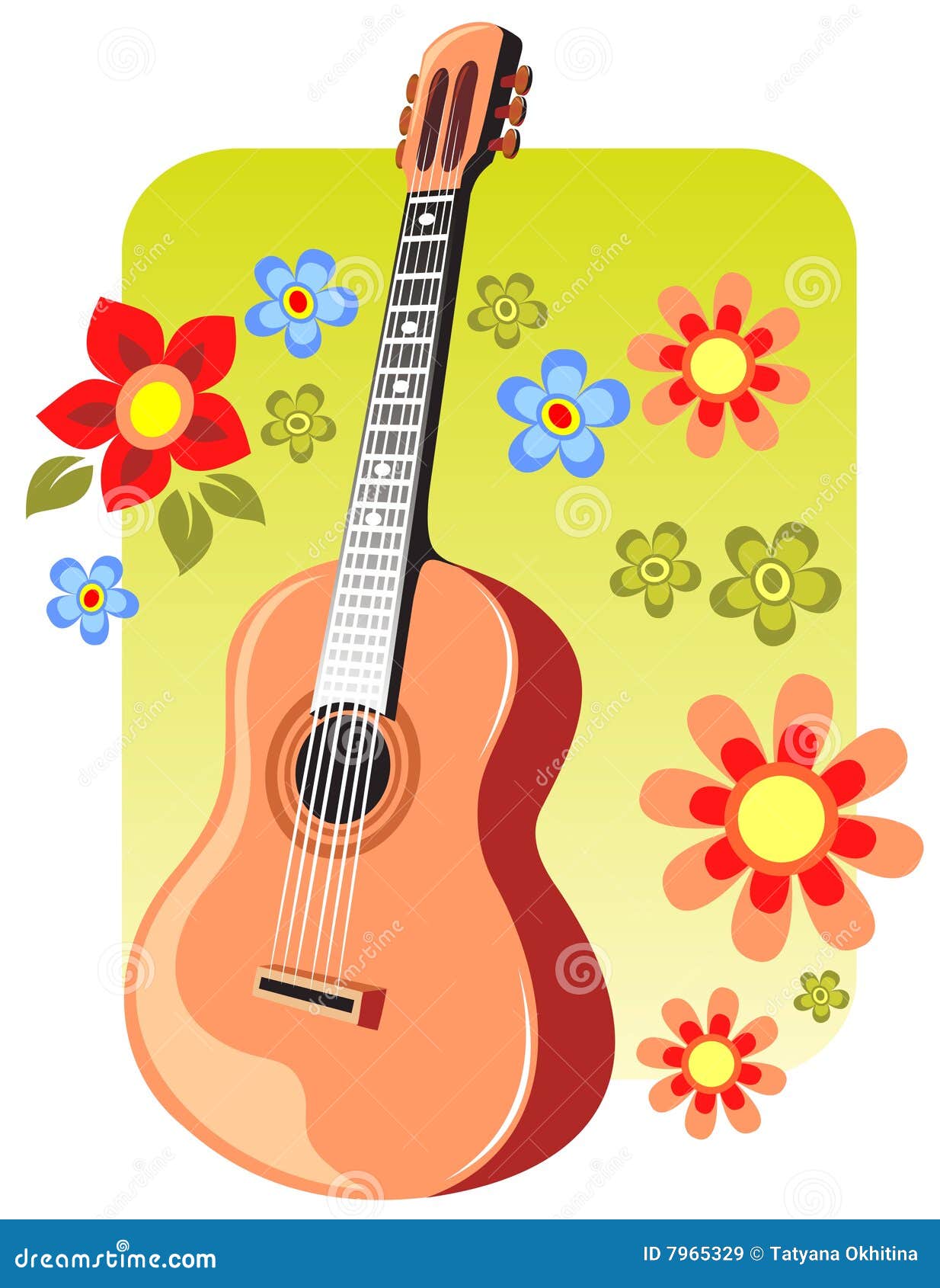 Guitar And Flowers Royalty Free Stock Images Image 7965329