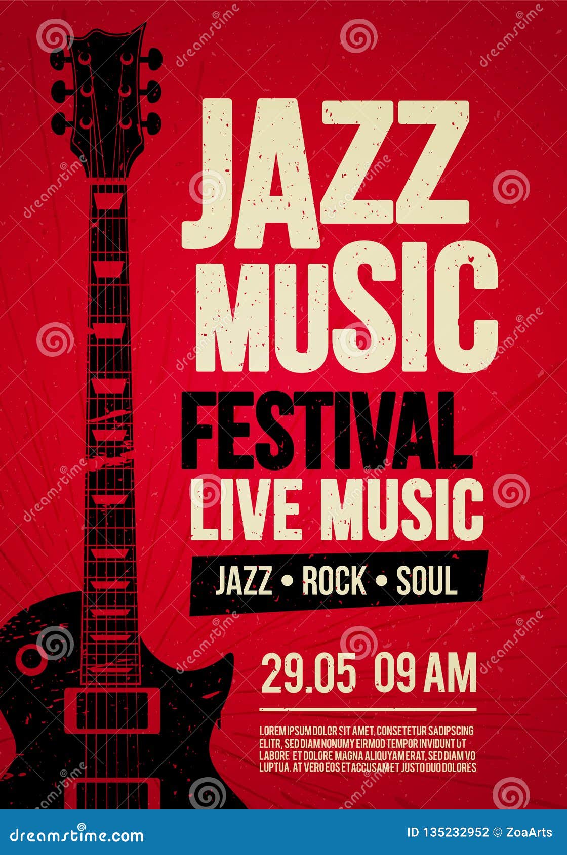 Vector Illustration Poster Flyer Design Template for Rock Jazz Festival