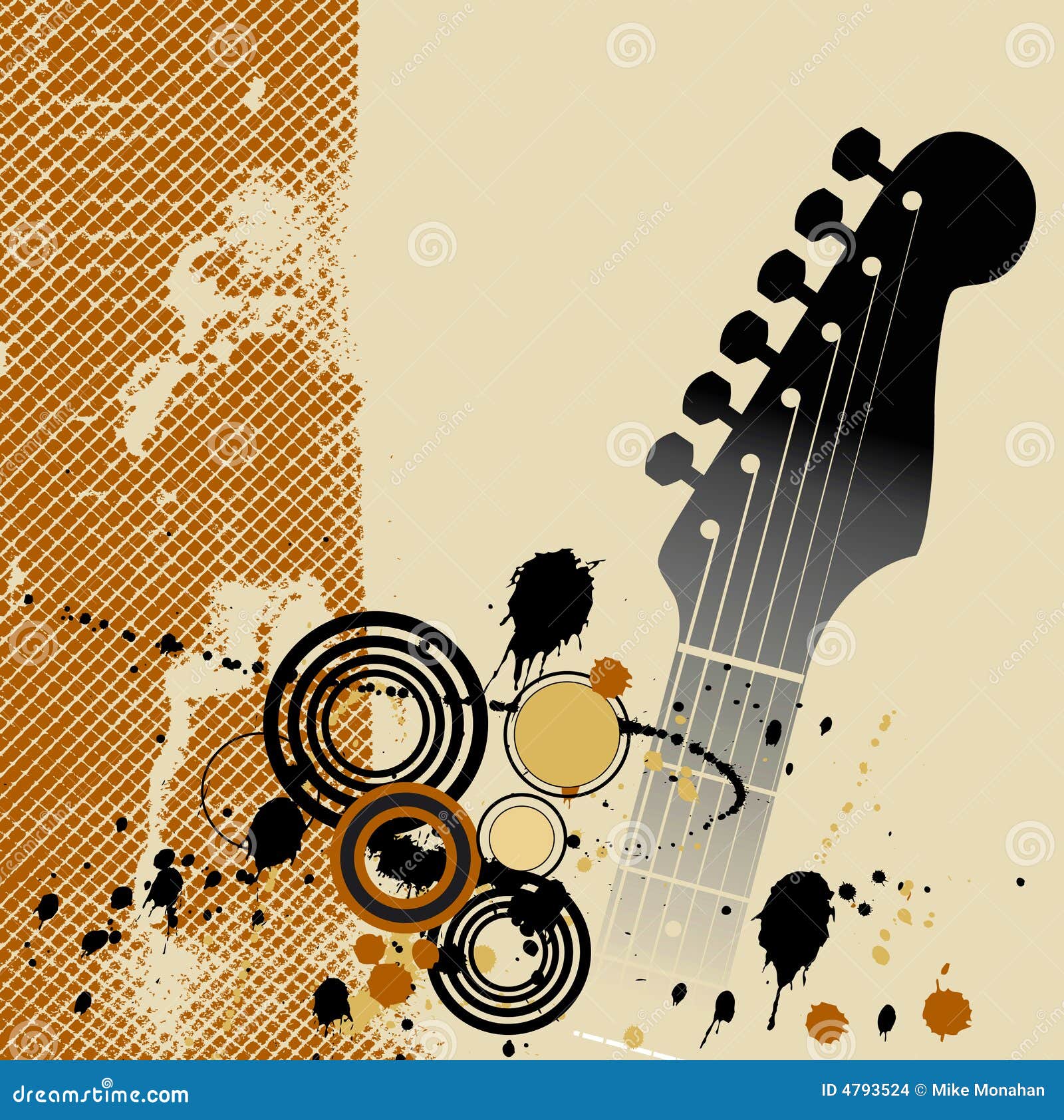 Guitar Grunge Background stock vector. Illustration of beige 4793524