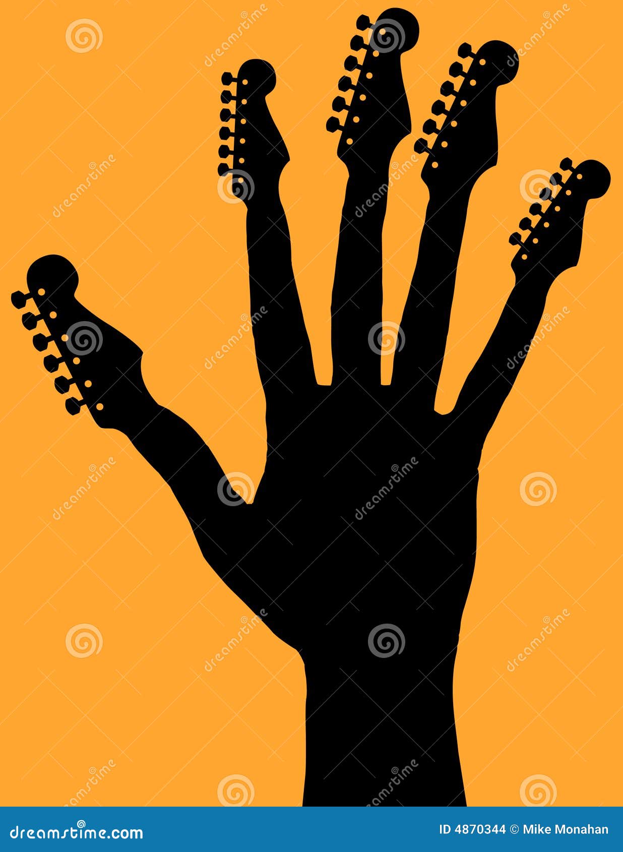 Guitar hand stock vector. Illustration of orange, black 4870344