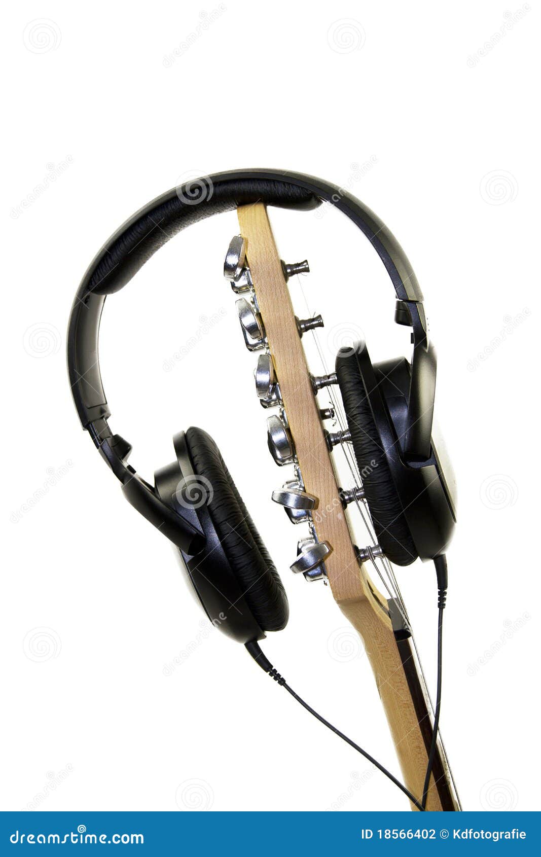 Guitar with Headphones stock photo. Image of white, isolated 18566402