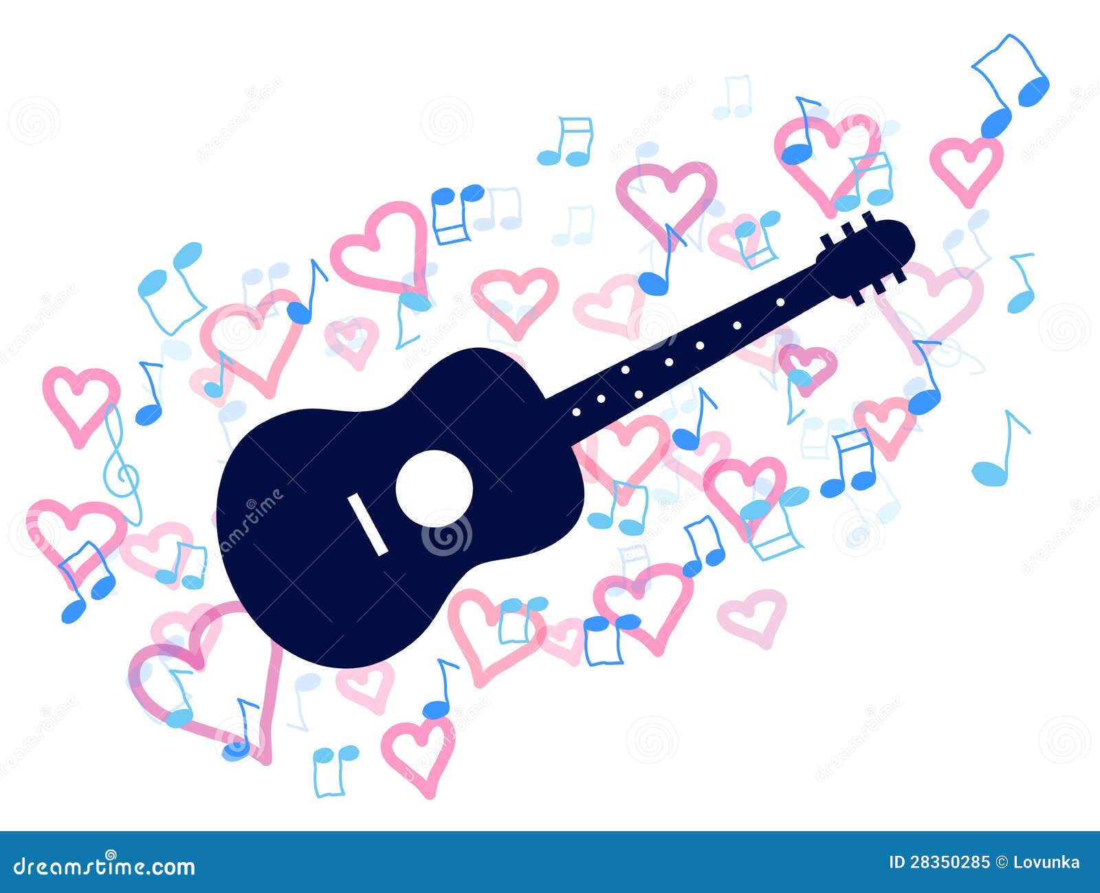 Guitar and heart stock illustration. Illustration of drawing 28350285