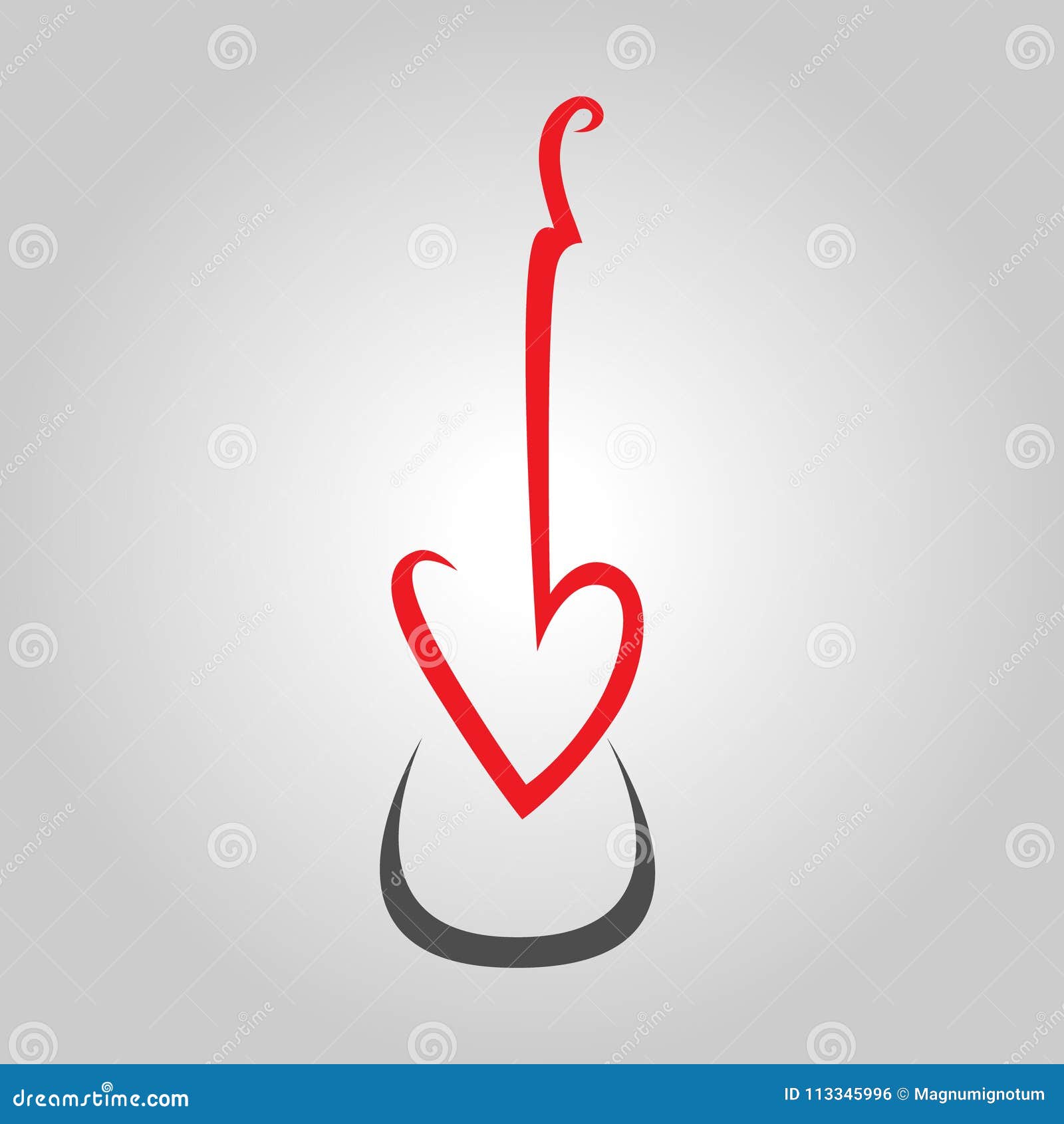 Guitar Heart Symbol, Loving Music Concept Stock Vector Illustration