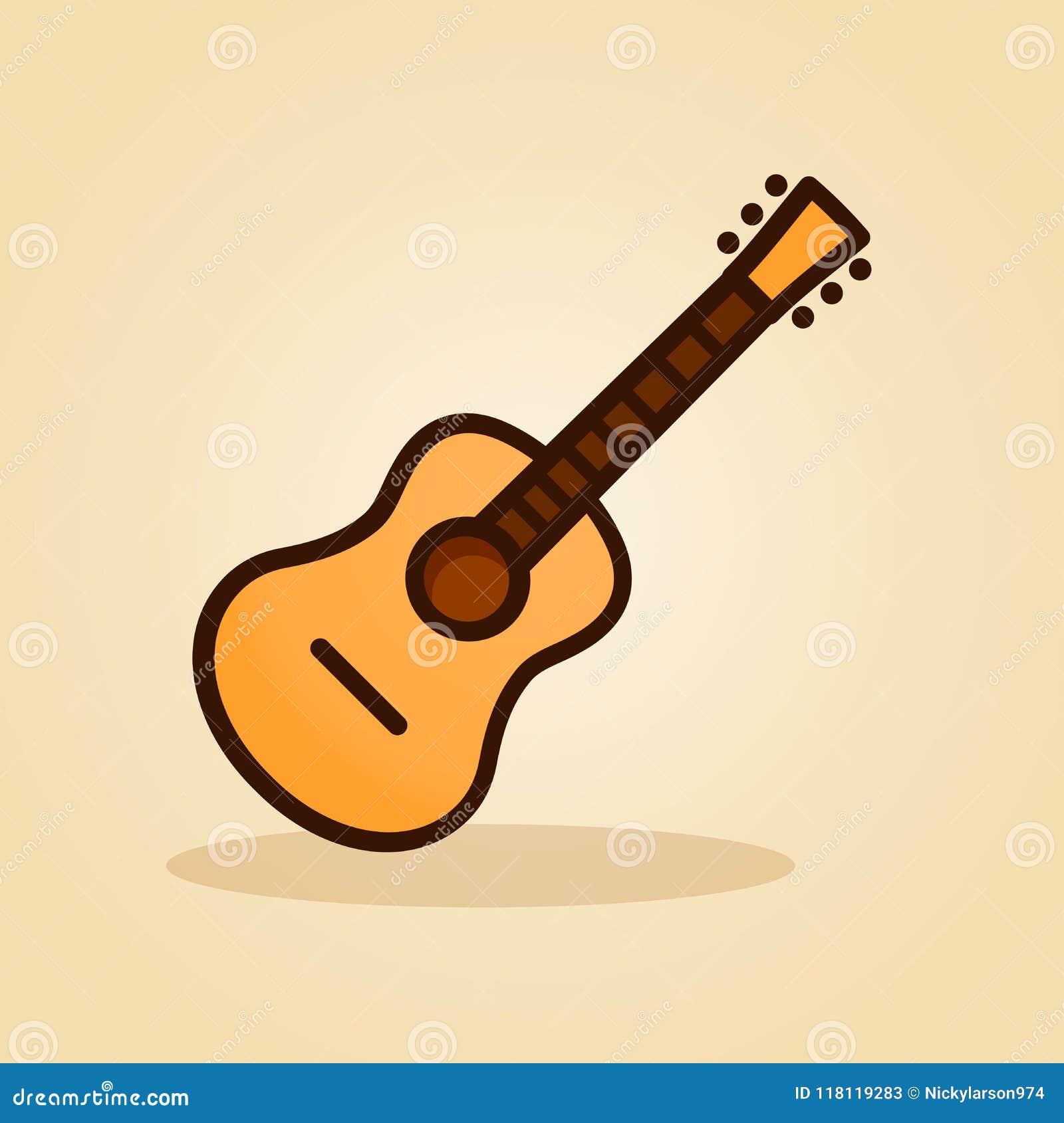 Guitar Icon On Brown Background Stock Vector Illustration Of Classical Flat Guitar Icon On Brown Background Stock Vector Illustration Of Classical Flat