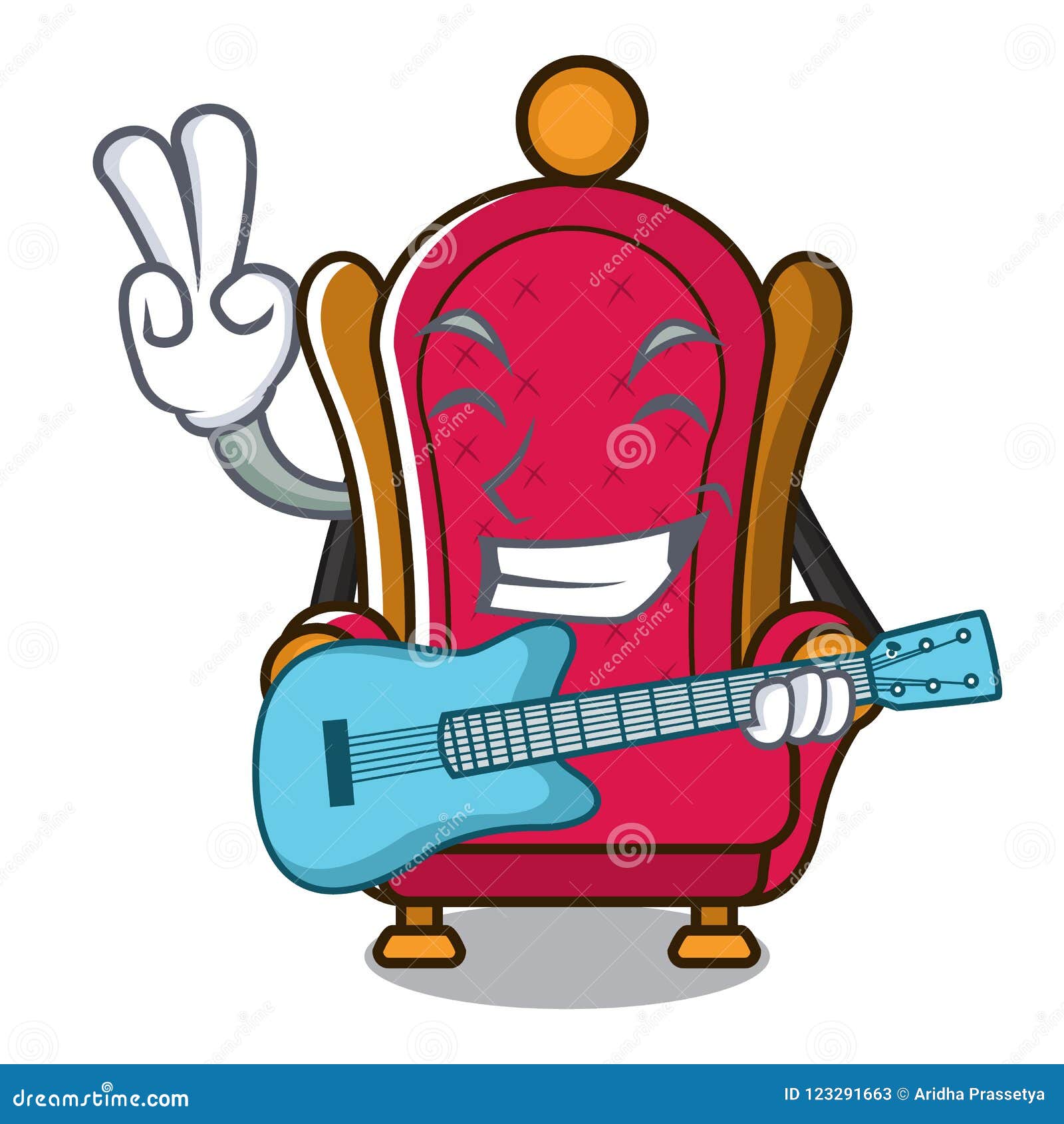 With Guitar King Throne Mascot Cartoon Stock Vector - Illustration of ...