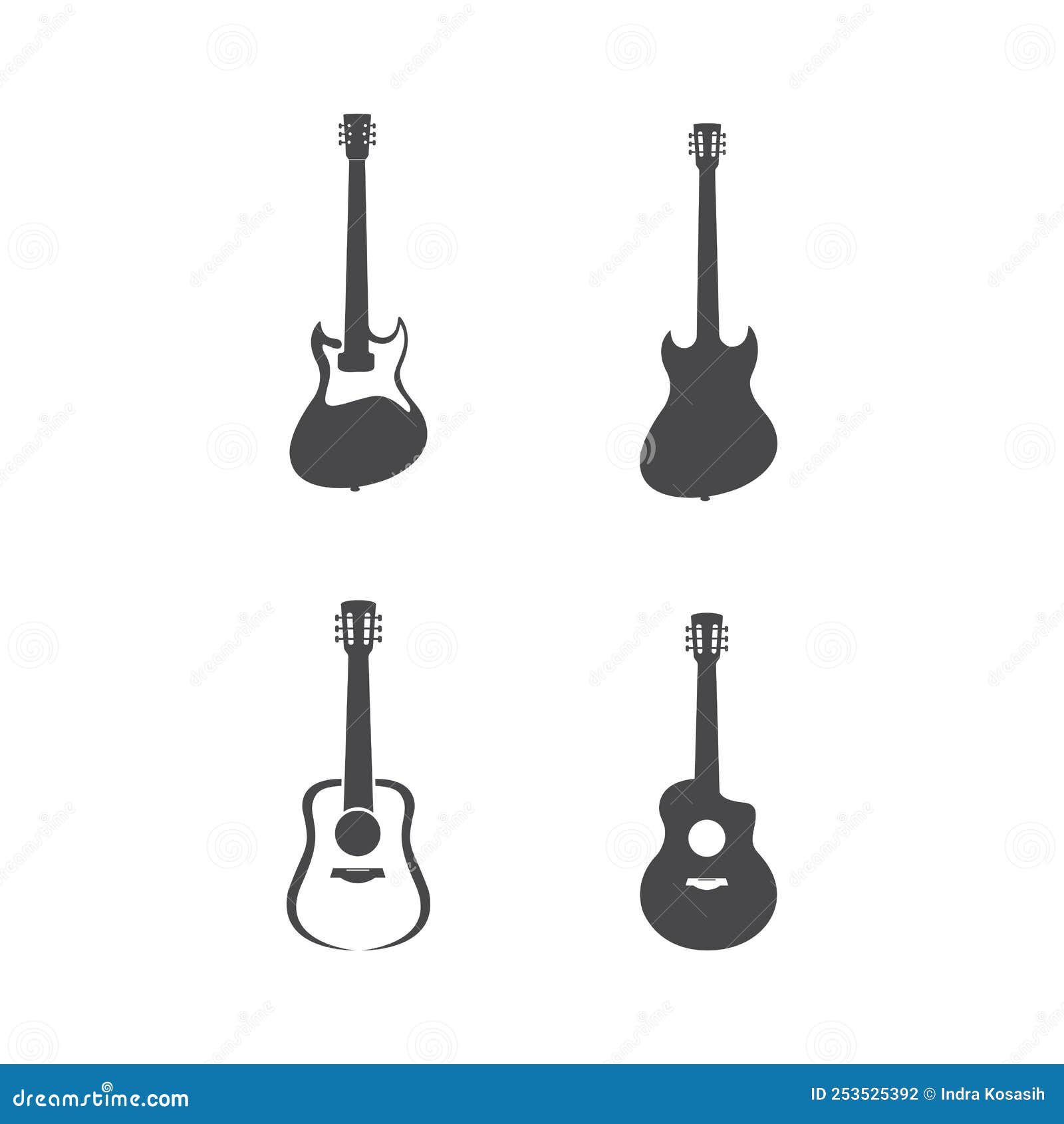 Guitar Logo Template Vector Icon Illustration Stock Vector Illustration of string, silhouette