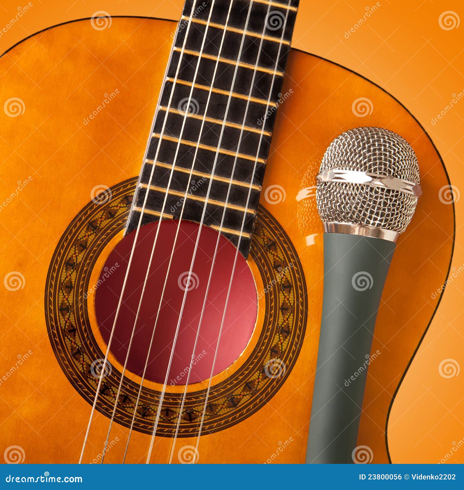 Guitar and a microphone stock photo. Image of string 23800056