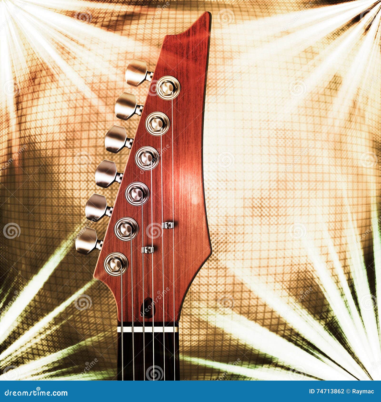 Guitar Head Stock Against Mirror Ball Stock Illustration Illustration
