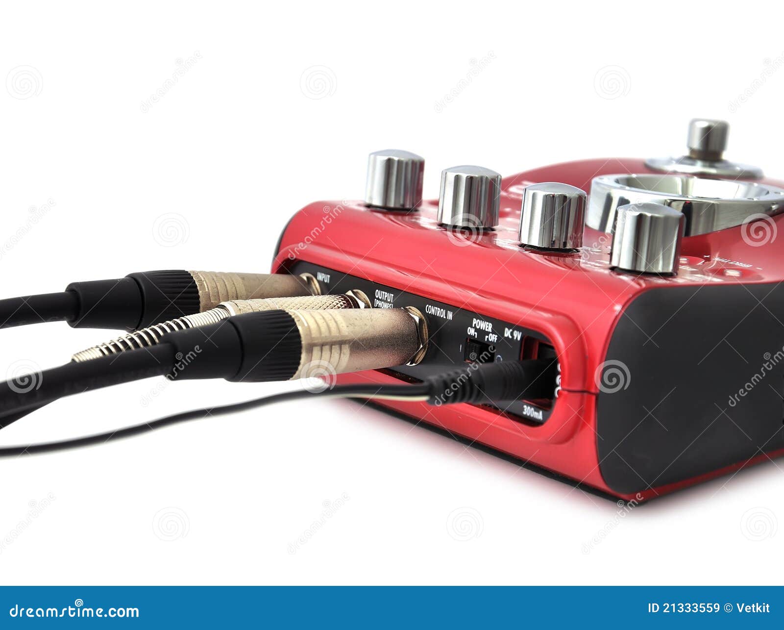 Effects Pedal Box For Electric Guitar On Floor At Outdoor Rock Party