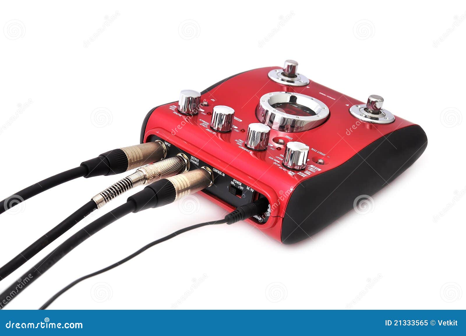 Effects Pedal Box For Electric Guitar On Floor At Outdoor Rock Party