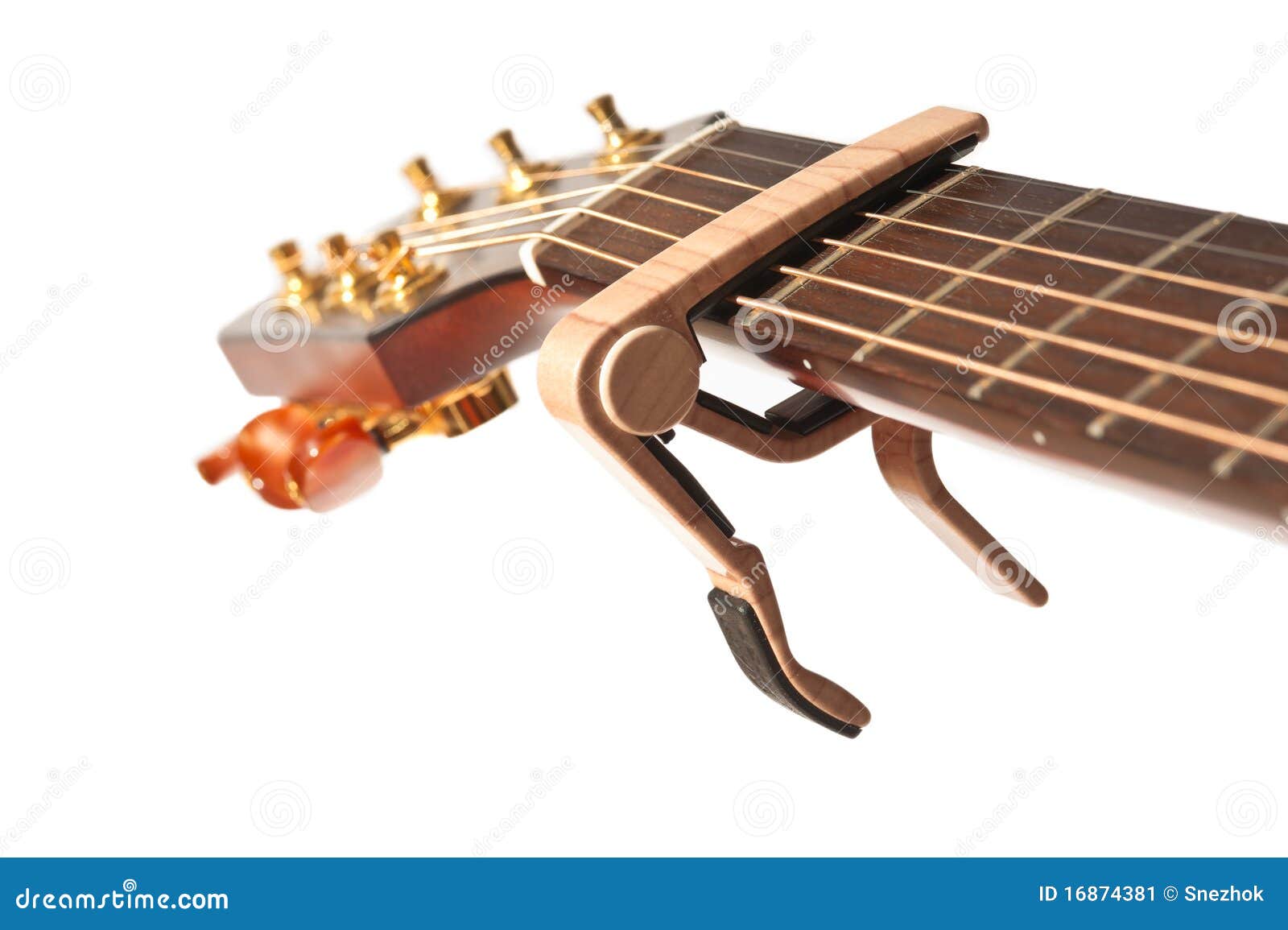 Guitar neck with capo stock image. Image of sound, fret 16874381