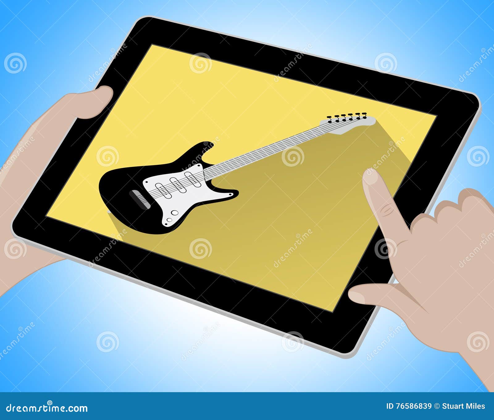Guitar Online Indicates Guitars and Musician Stock Illustration Illustration of