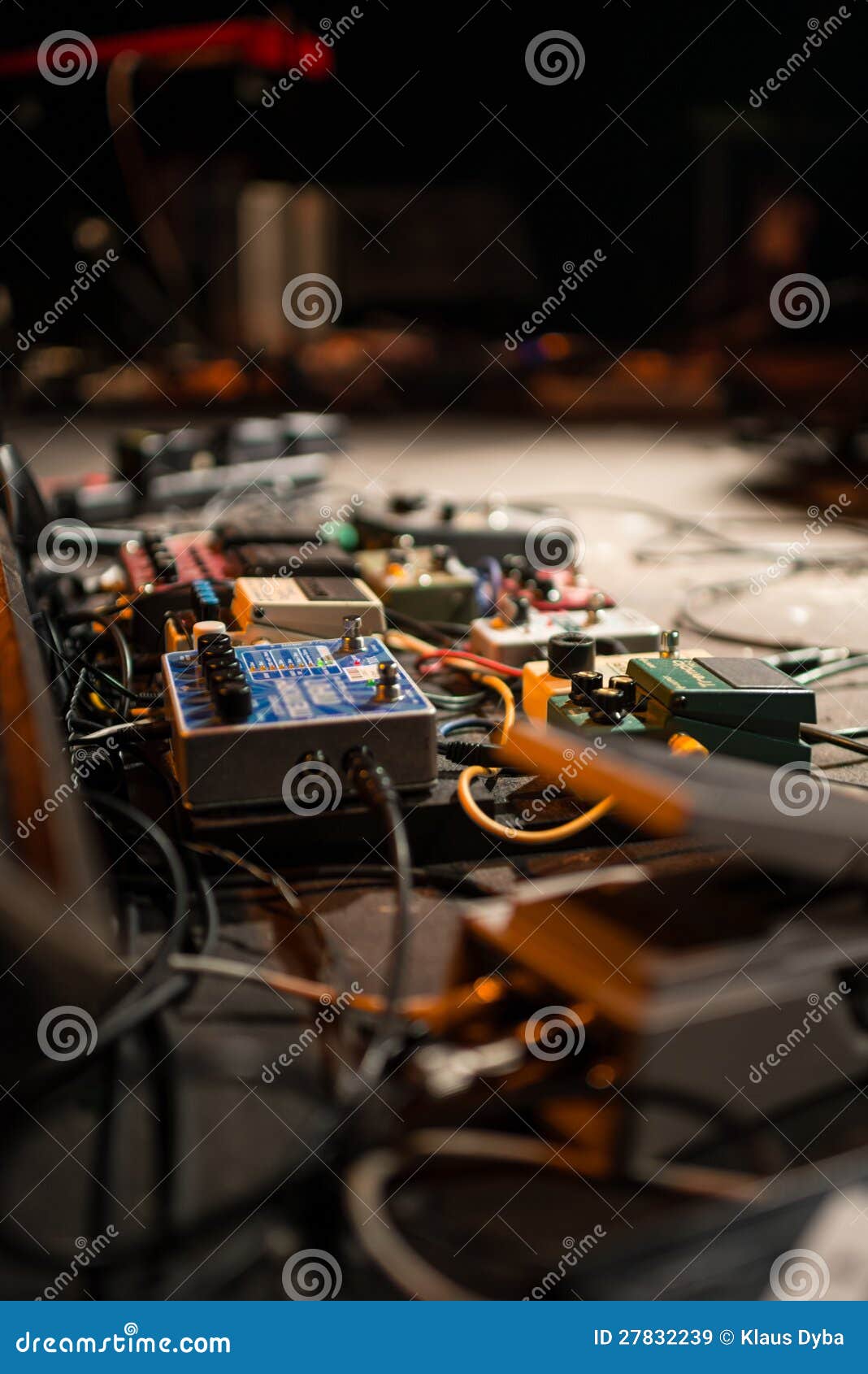 Guitar pedal and cables stock image. Image of pedalboard 27832239