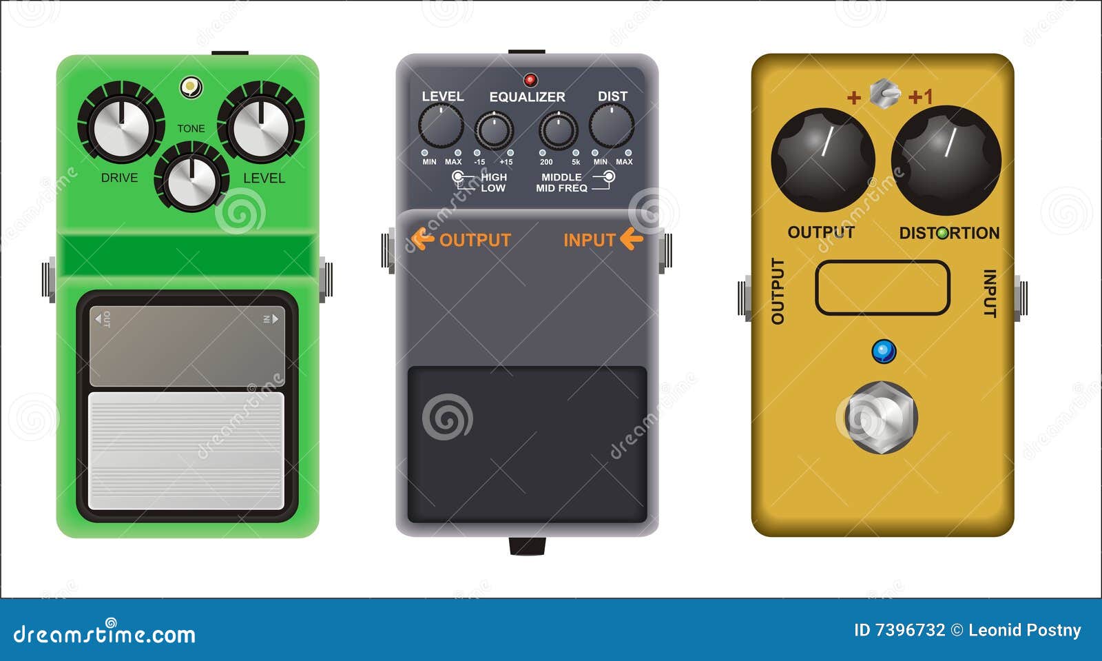 Guitar Pedals stock vector. Illustration of metal, fuzz 7396732