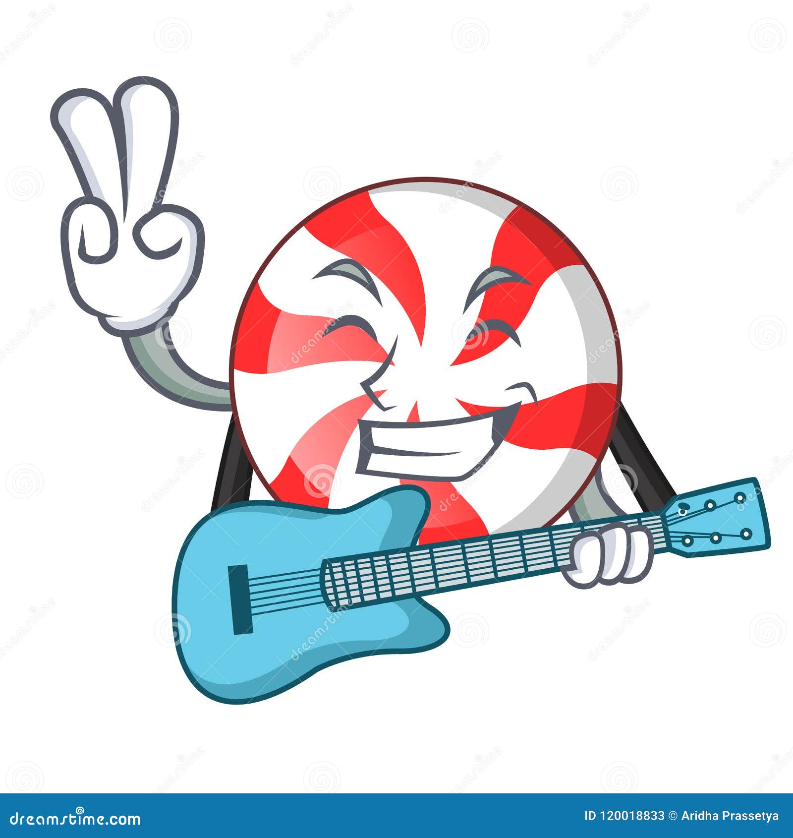 with guitar peppermint candy mascot cartoon