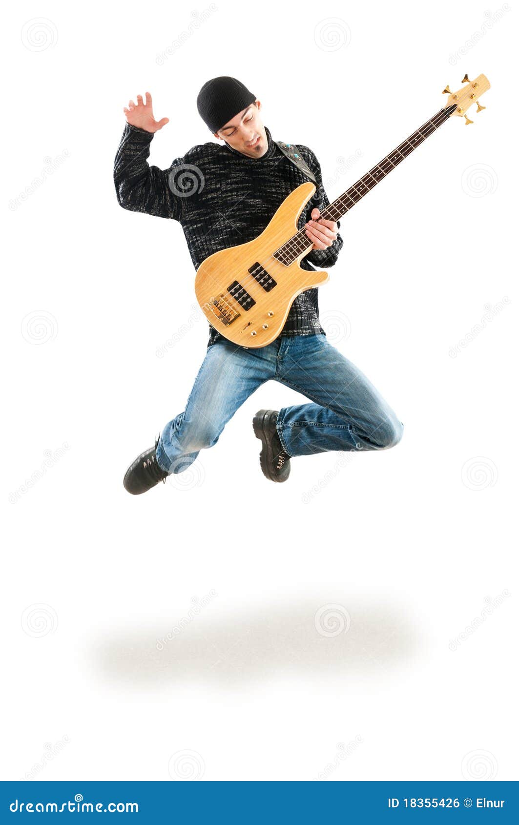 Guitar player jumping stock photo. Image of concert, musician 18355426