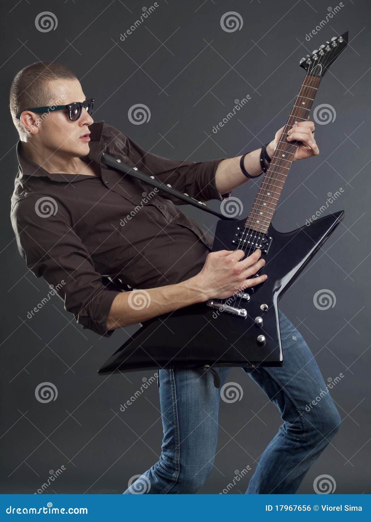 Guitar Player with Sunglasses Stock Photo Image of electric, jeans