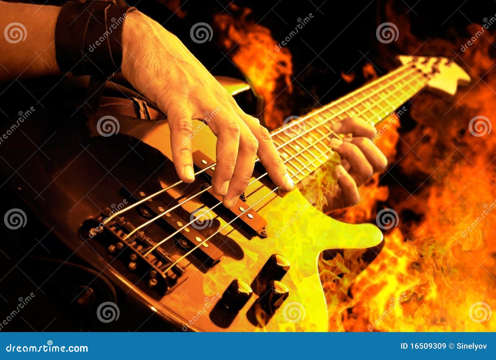 Guitar playing in fire stock image. Image of flame, guitarist 16509309