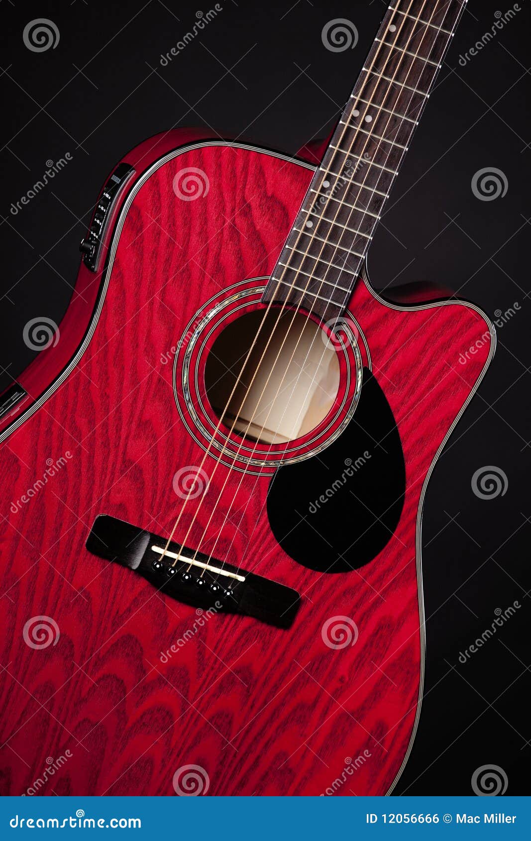 Guitar Red Acoustic Isolated on Black Stock Photo Image of electric