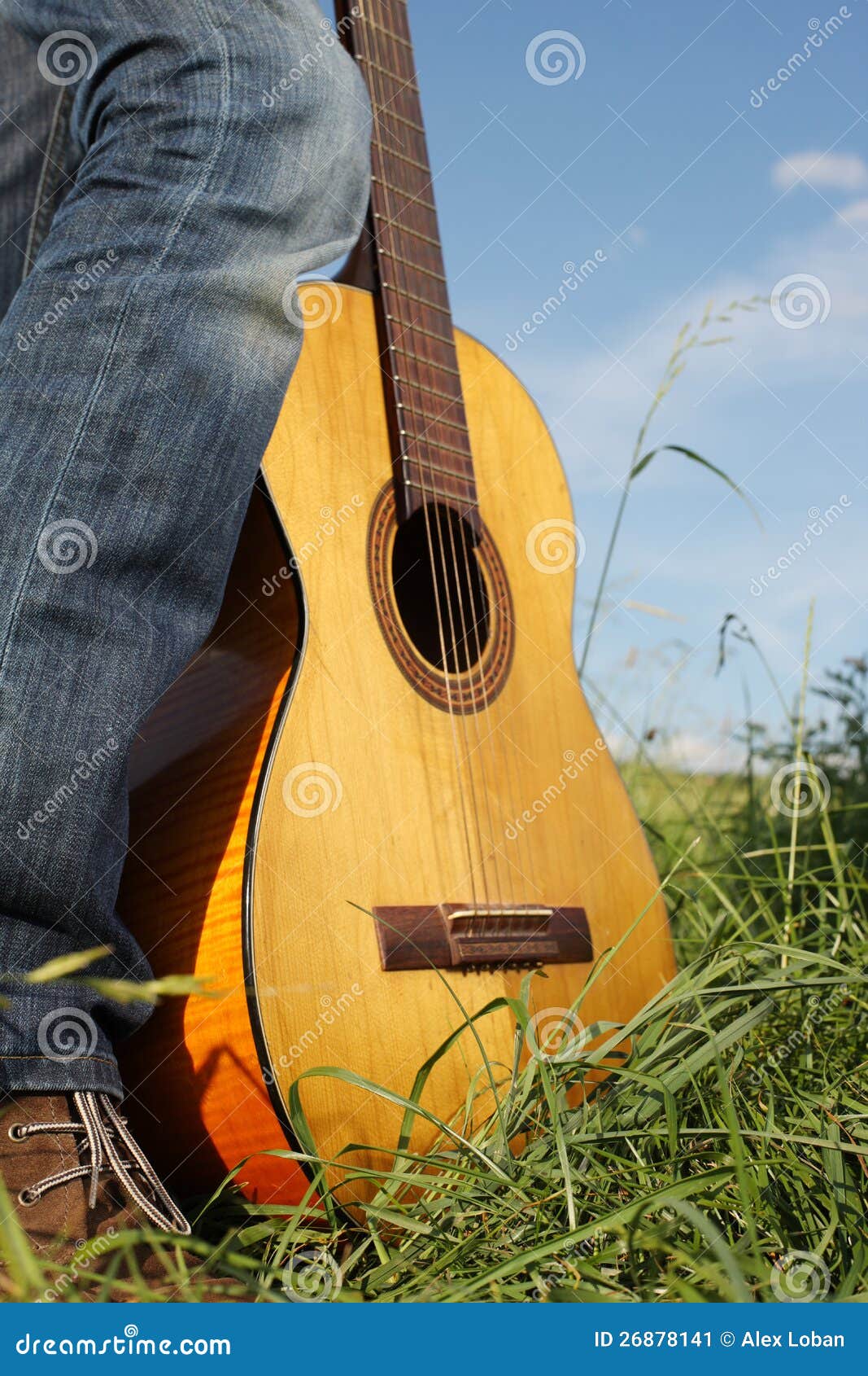 Guitar Resting on a Mans Foot Stock Image Image of guitarist