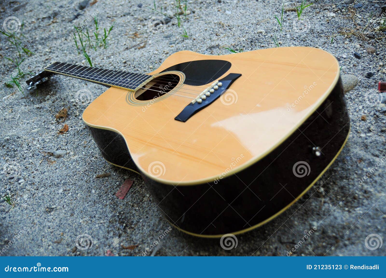 Guitar on the Sand stock image. Image of still, chord 21235123