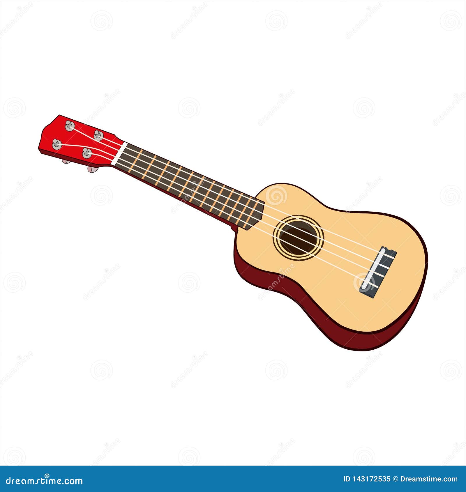 Small Red Ukulele with White Strings Stock Vector Illustration
